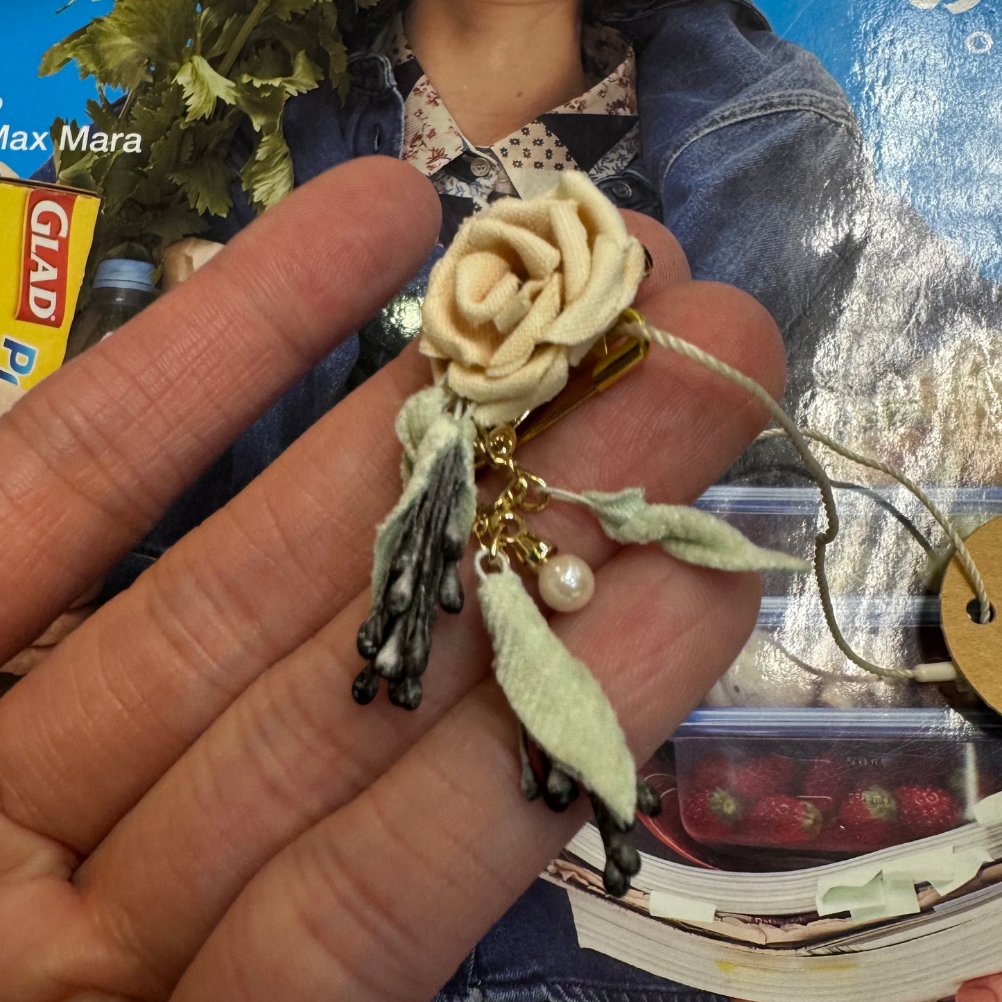 Sale- Haupia Floral Brooch, made in Japan
