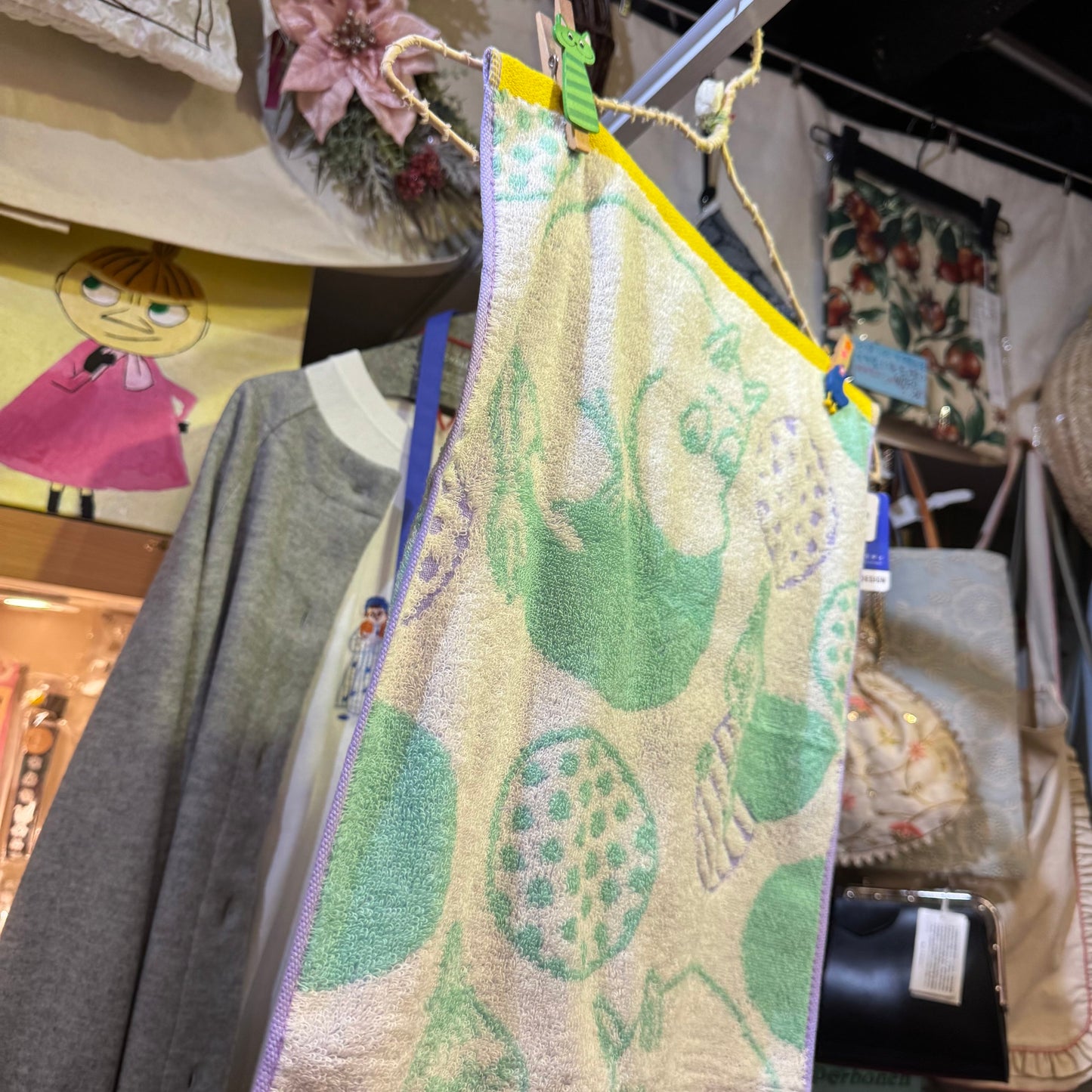 Moomin and Little My Light Green Face Towel, made in Vietnam