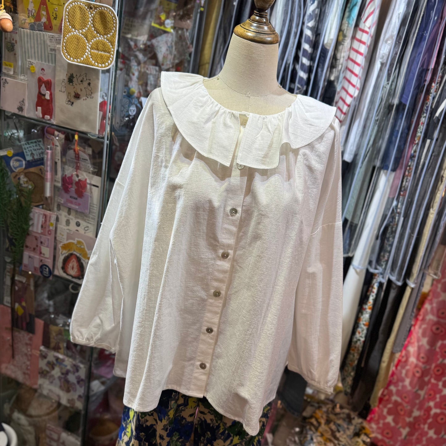 Sloe White Frill Collar Shirt