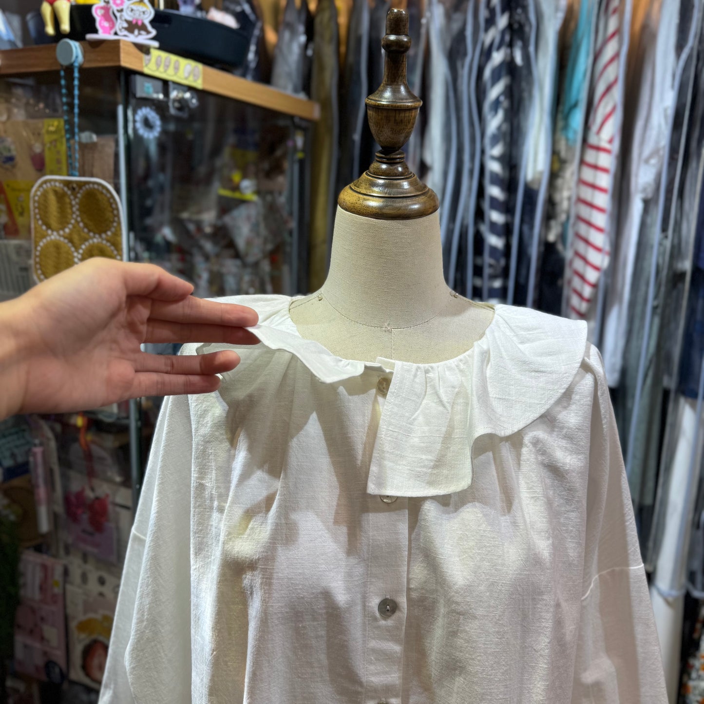 Sloe White Frill Collar Shirt