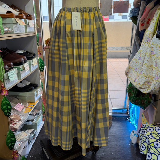 Vent d Ouest Checked Yellow Skirt, made in Japan