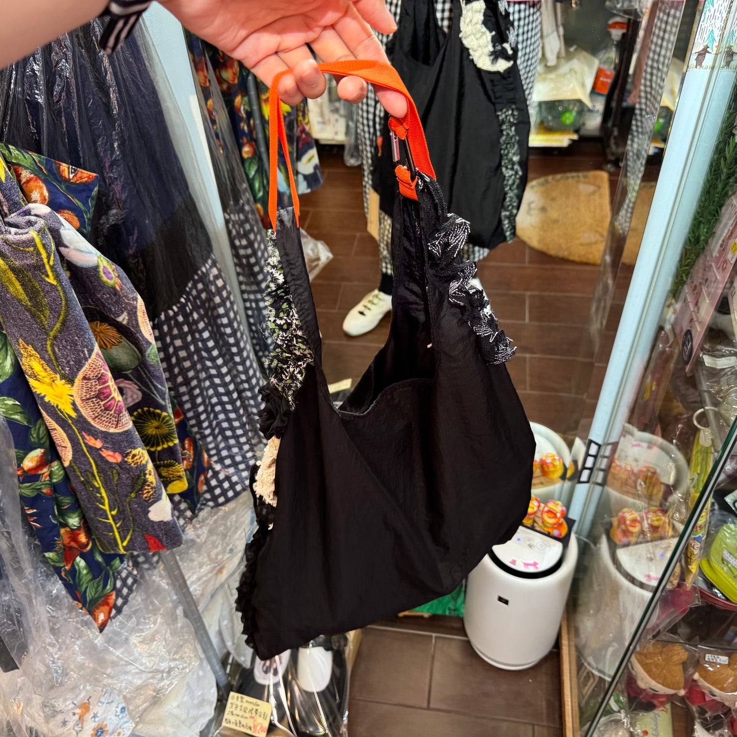 Rehersall Black Frill Nylon Bag, made in Japan