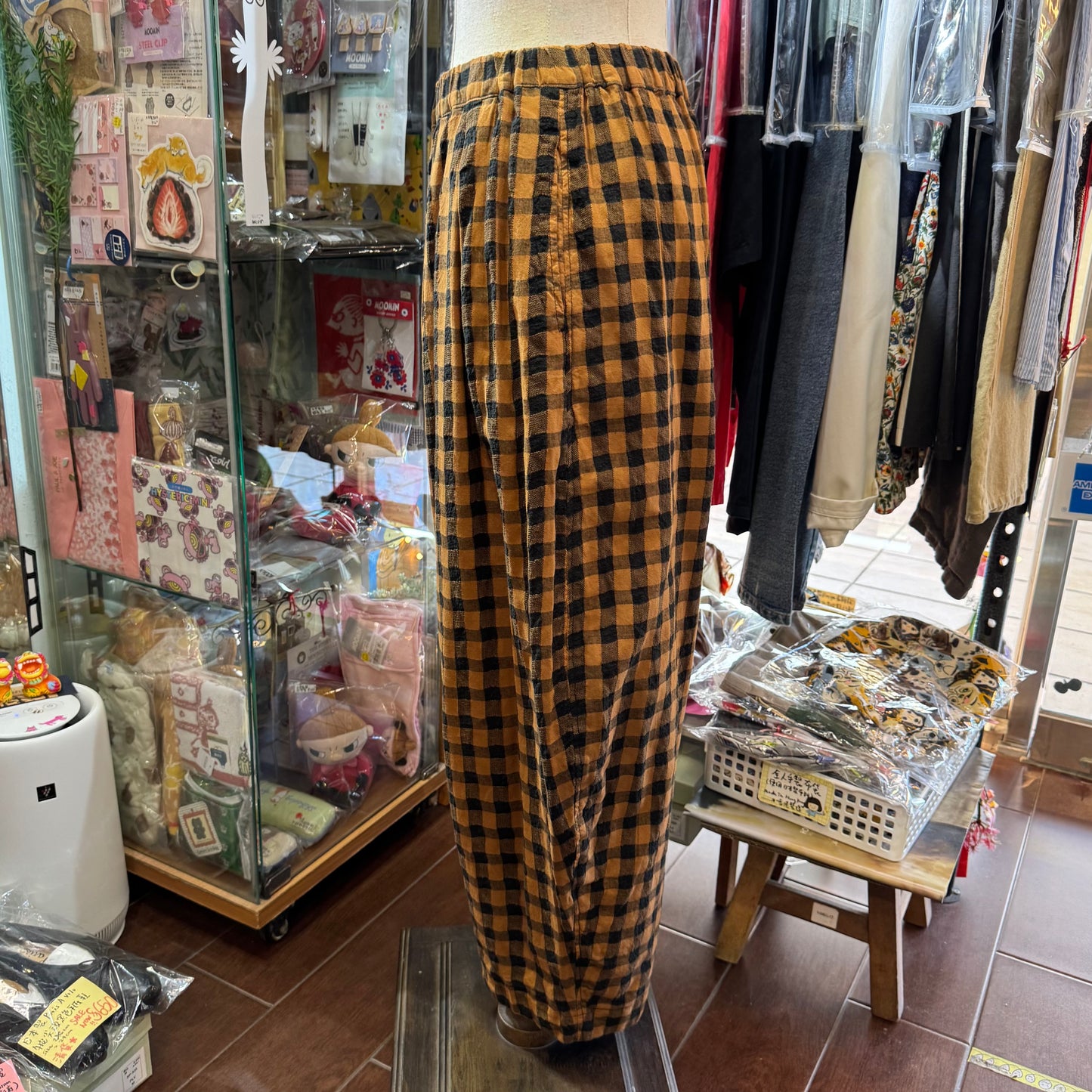 Estroislose Brown Checked Pants, made in Japan