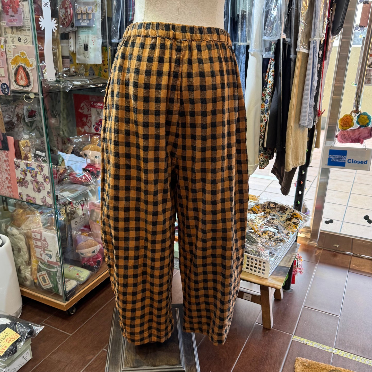 Estroislose Brown Checked Pants, made in Japan