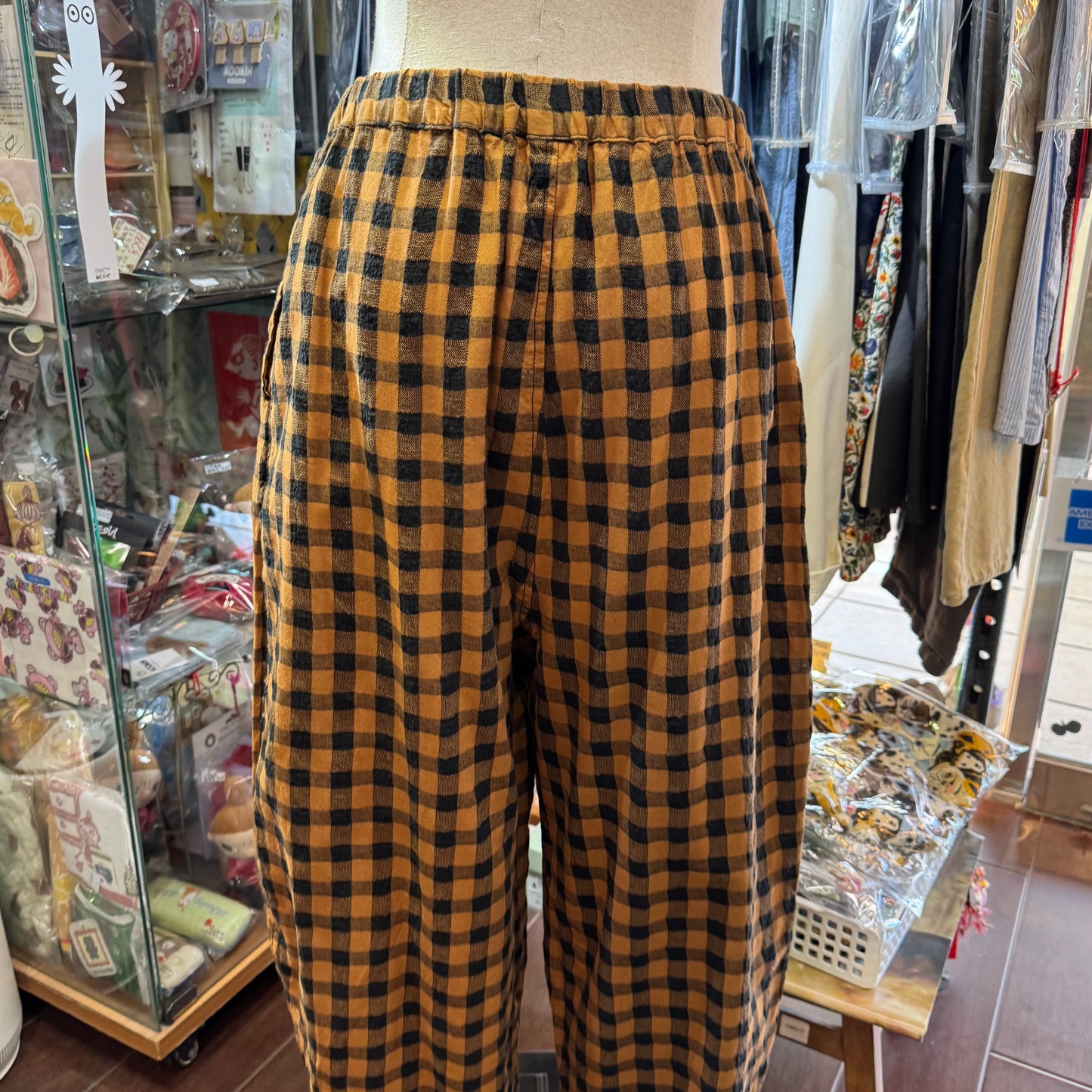 Estroislose Brown Checked Pants, made in Japan