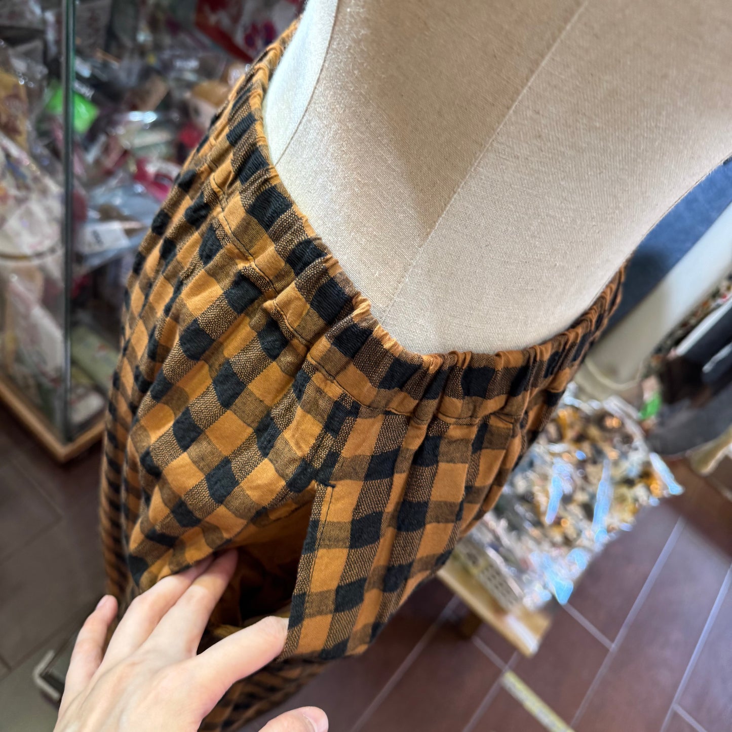 Estroislose Brown Checked Pants, made in Japan