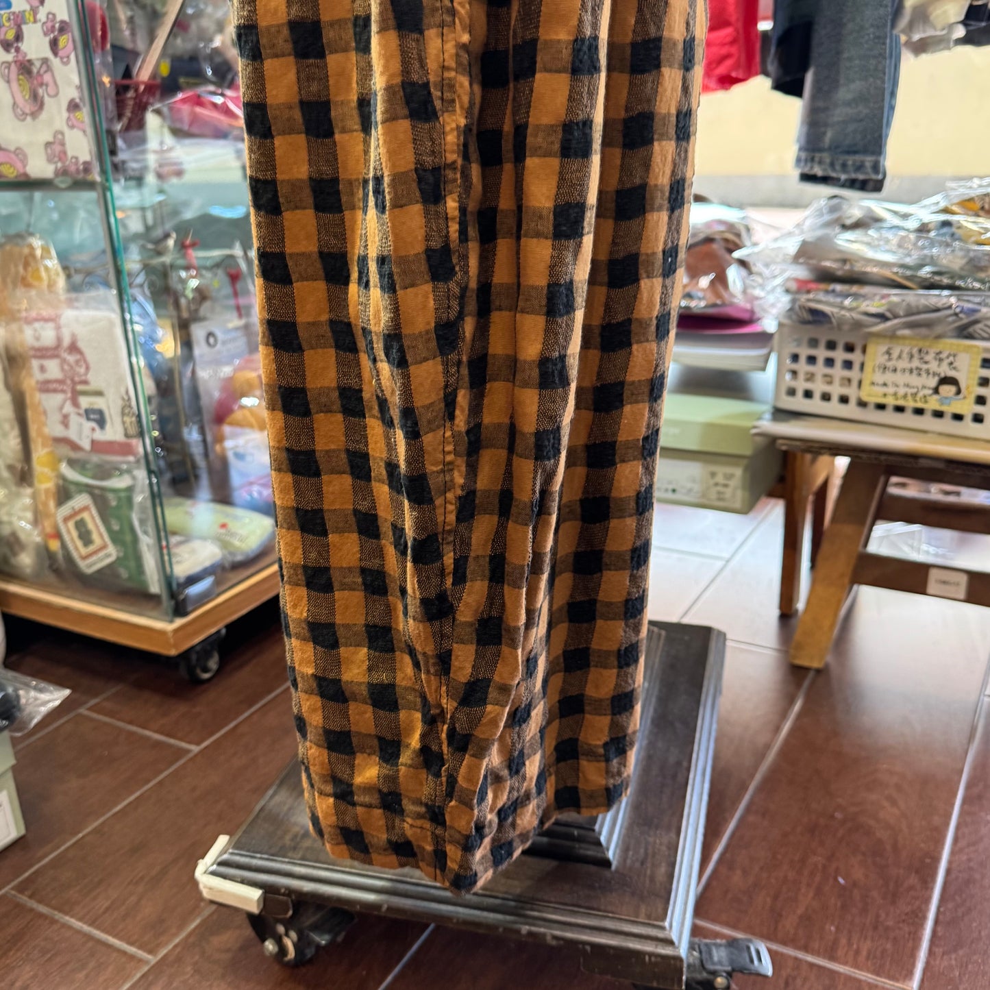 Estroislose Brown Checked Pants, made in Japan