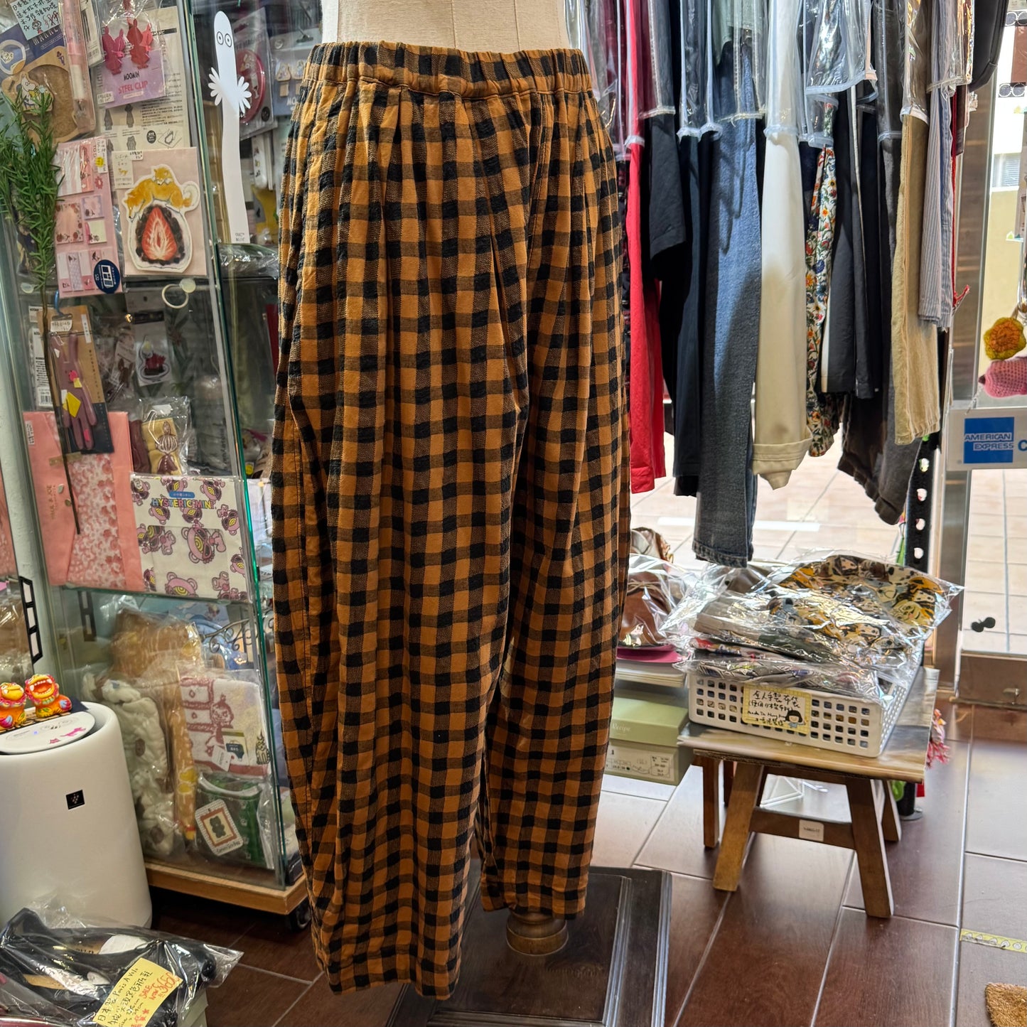 Estroislose Brown Checked Pants, made in Japan