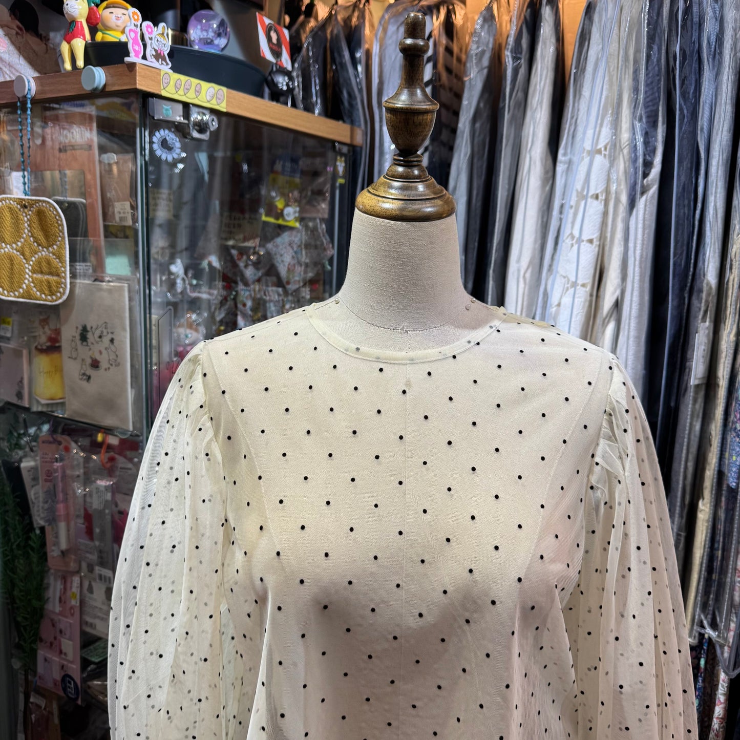 Sale- Fig London Polka Ivory See-through Top