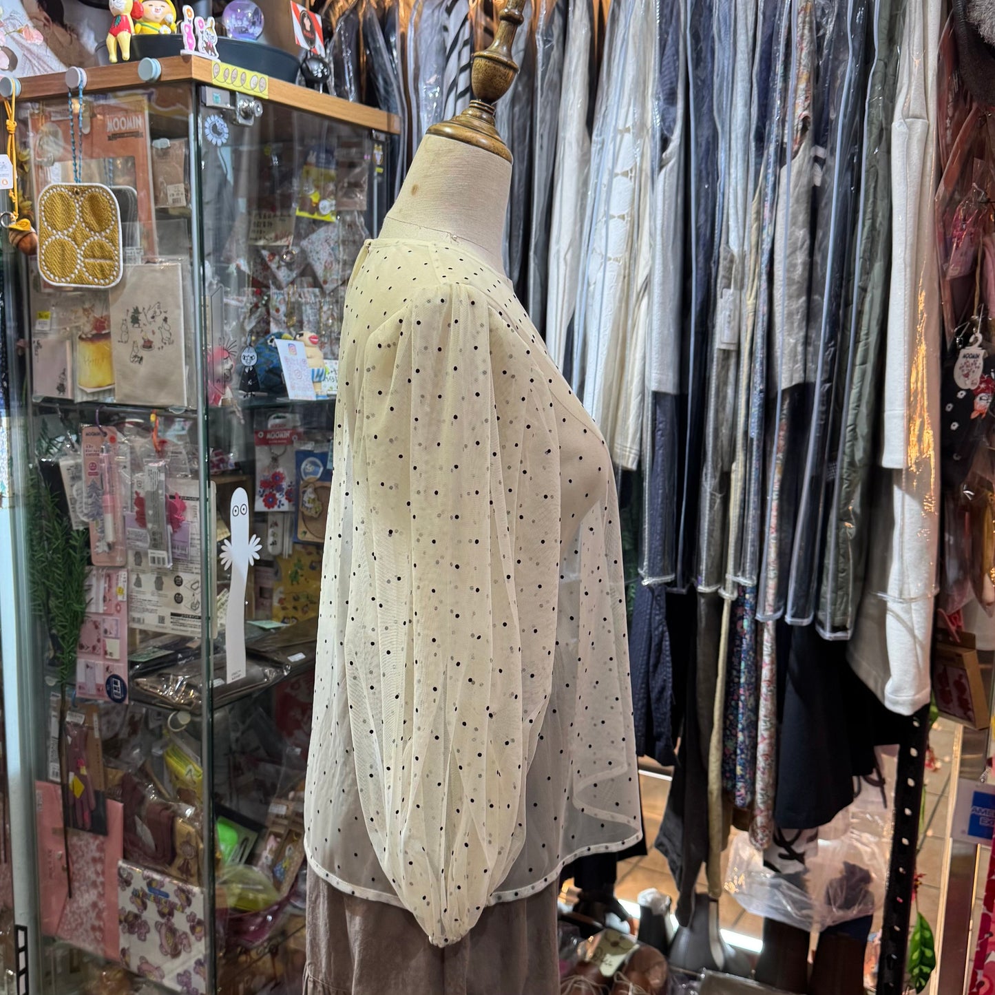 Sale- Fig London Polka Ivory See-through Top