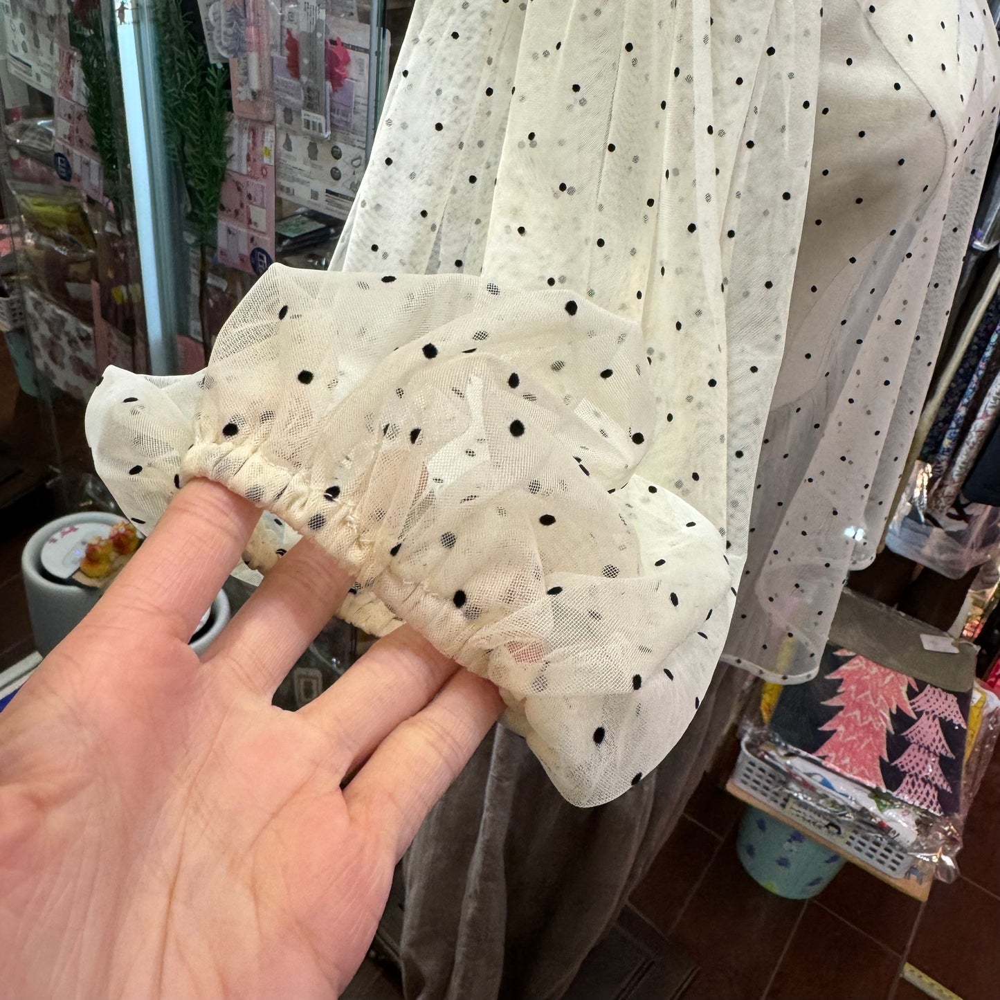 Sale- Fig London Polka Ivory See-through Top