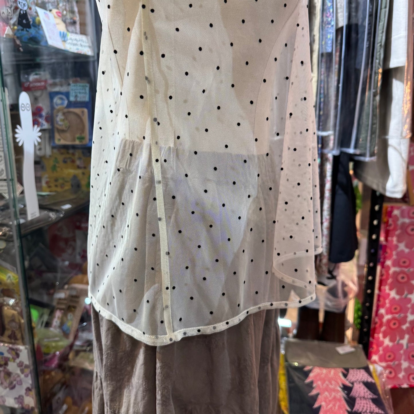 Sale- Fig London Polka Ivory See-through Top