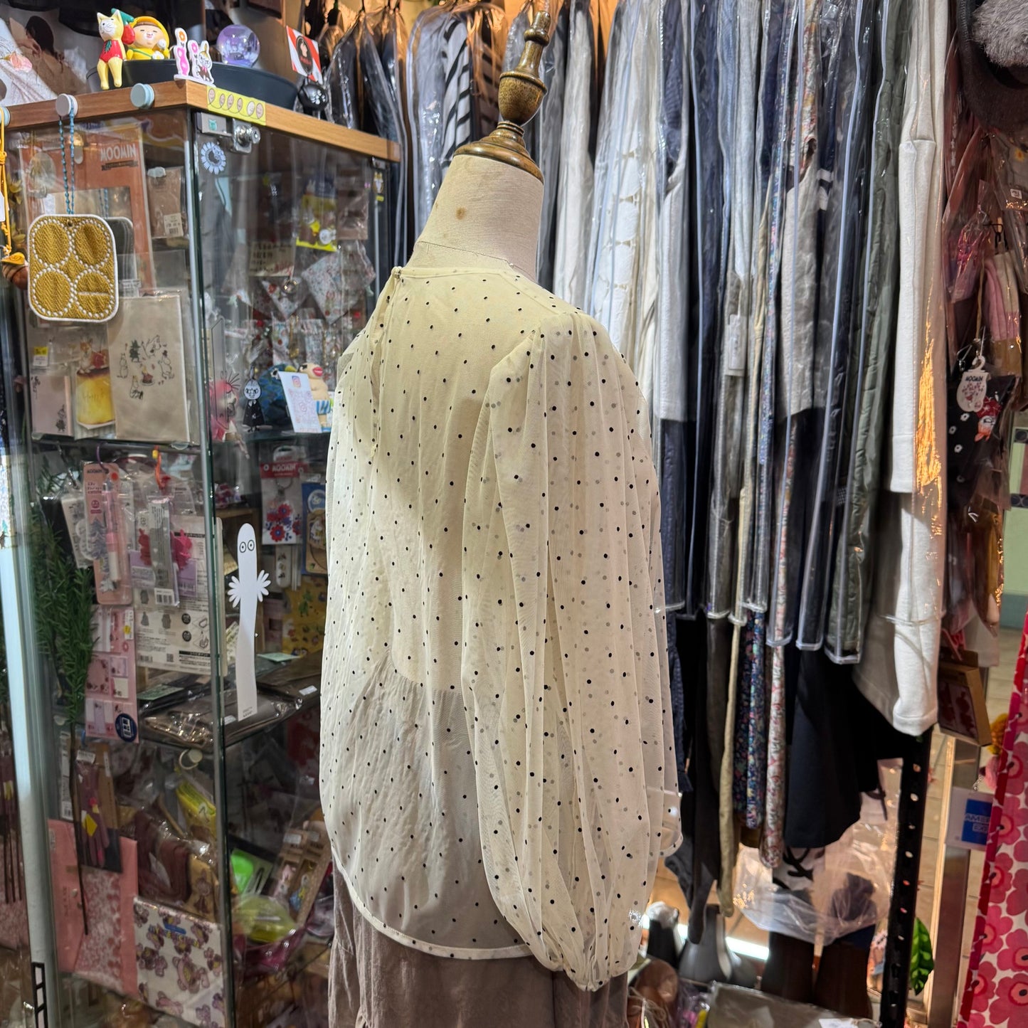 Sale- Fig London Polka Ivory See-through Top