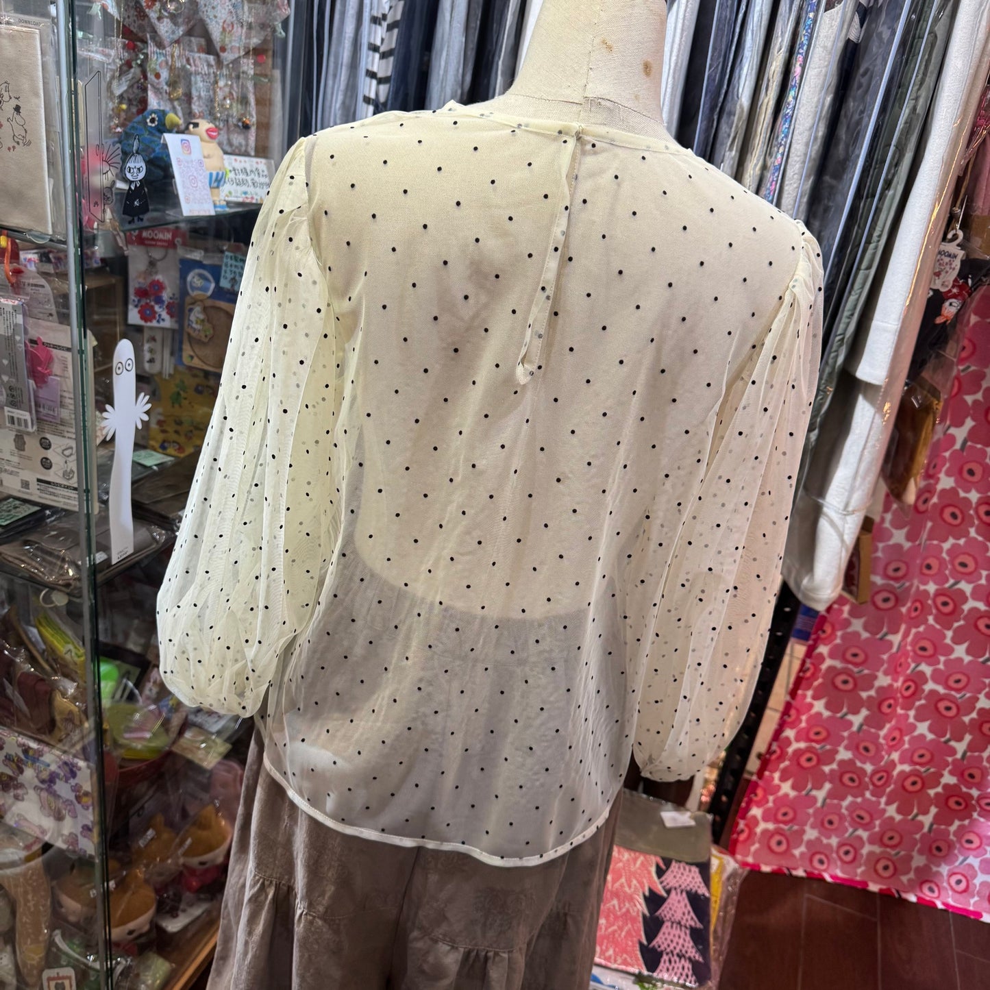 Sale- Fig London Polka Ivory See-through Top