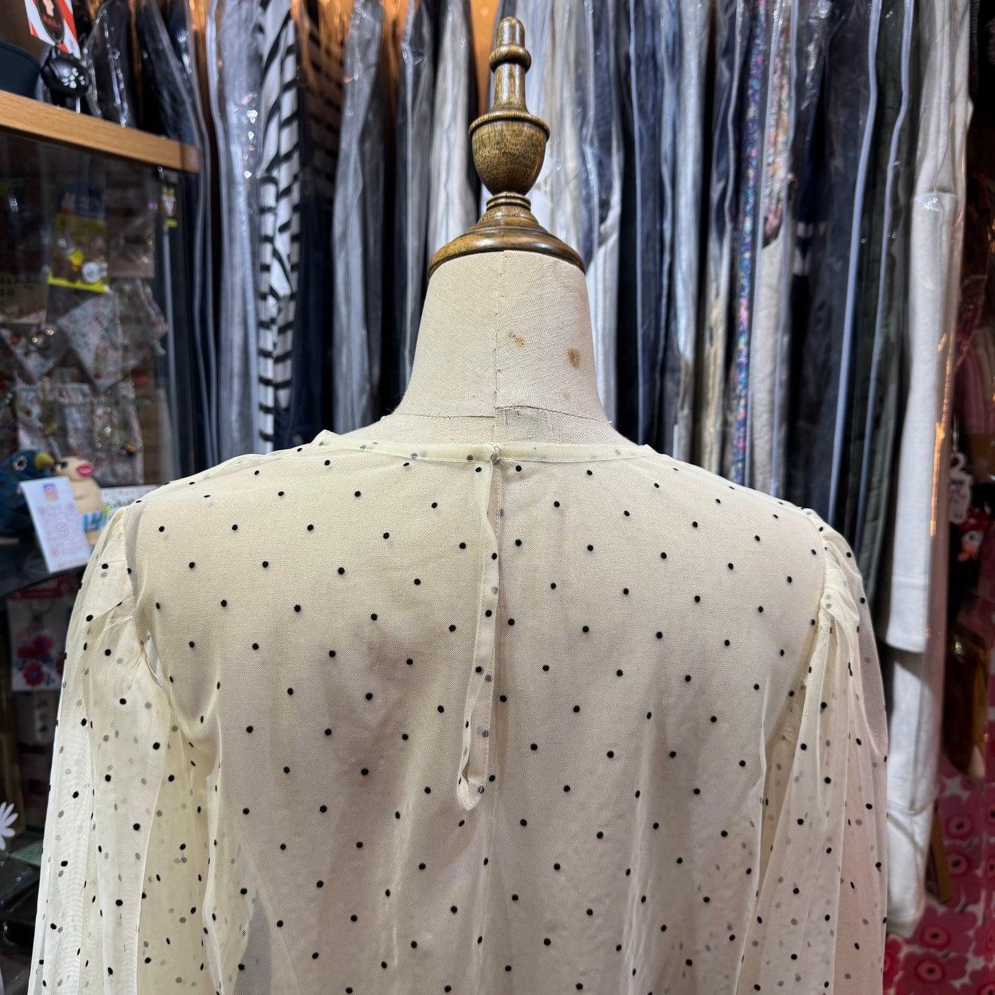 Sale- Fig London Polka Ivory See-through Top