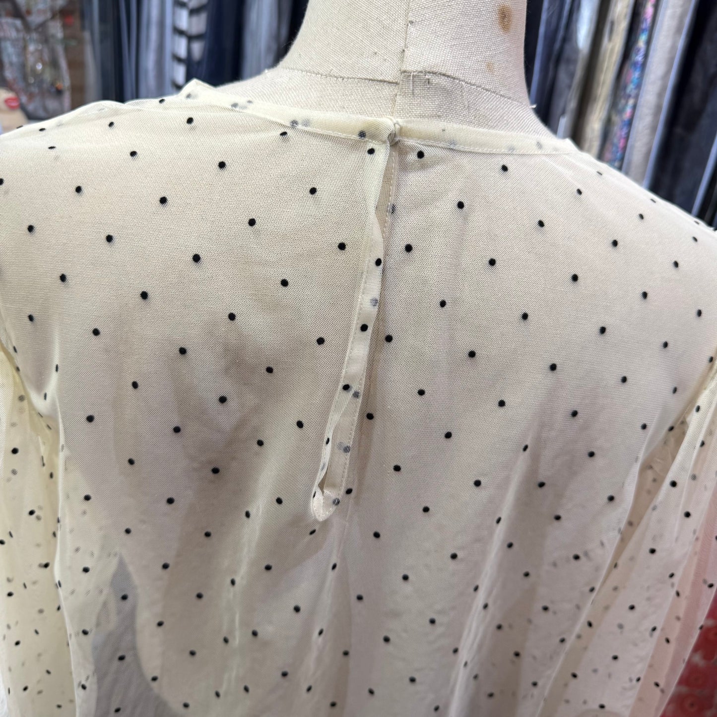 Sale- Fig London Polka Ivory See-through Top