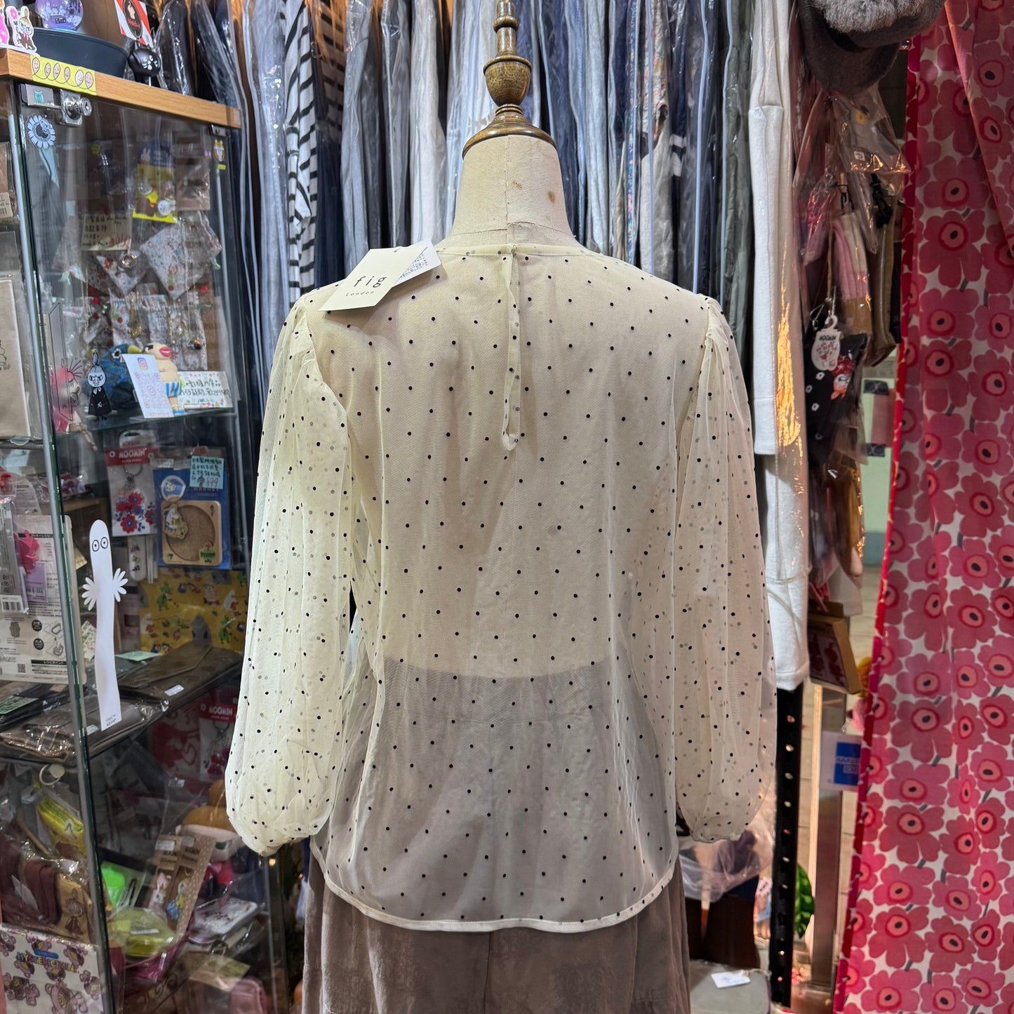 Sale- Fig London Polka Ivory See-through Top
