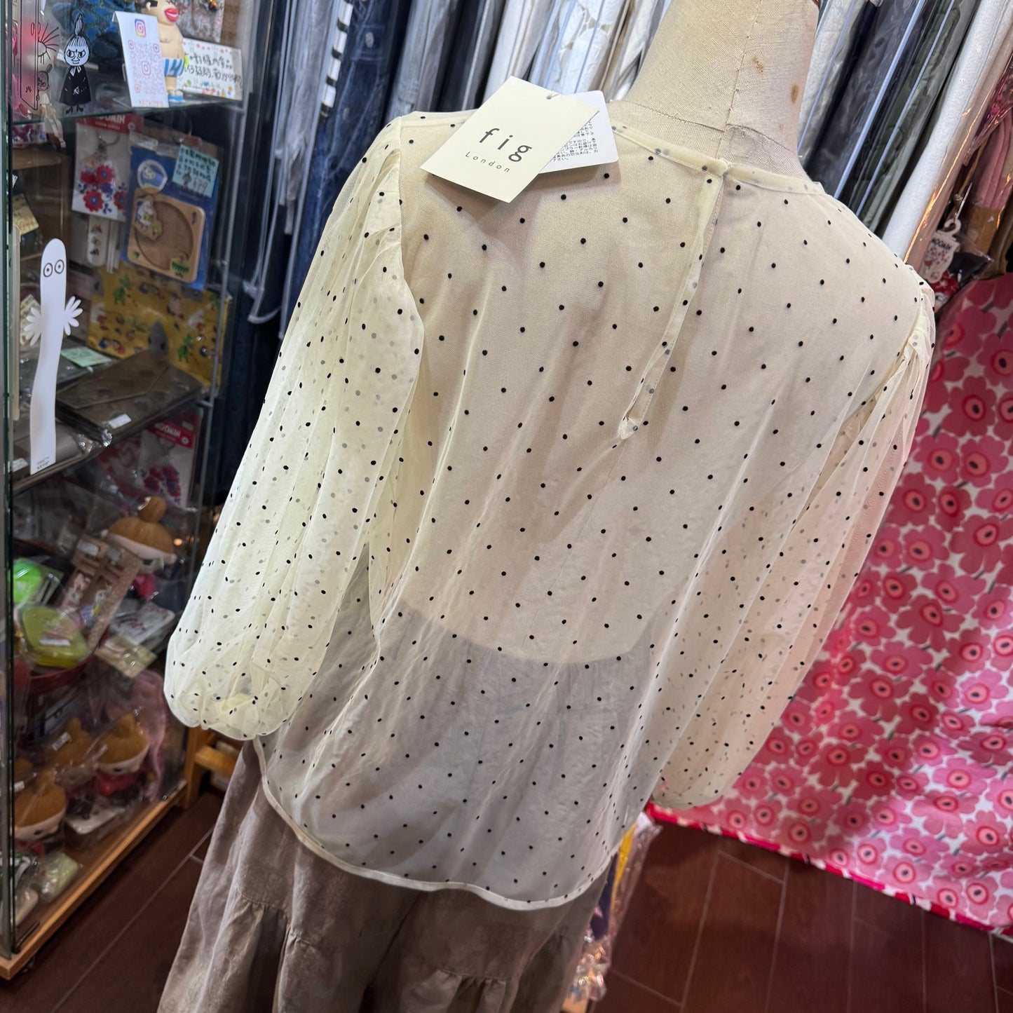 Sale- Fig London Polka Ivory See-through Top