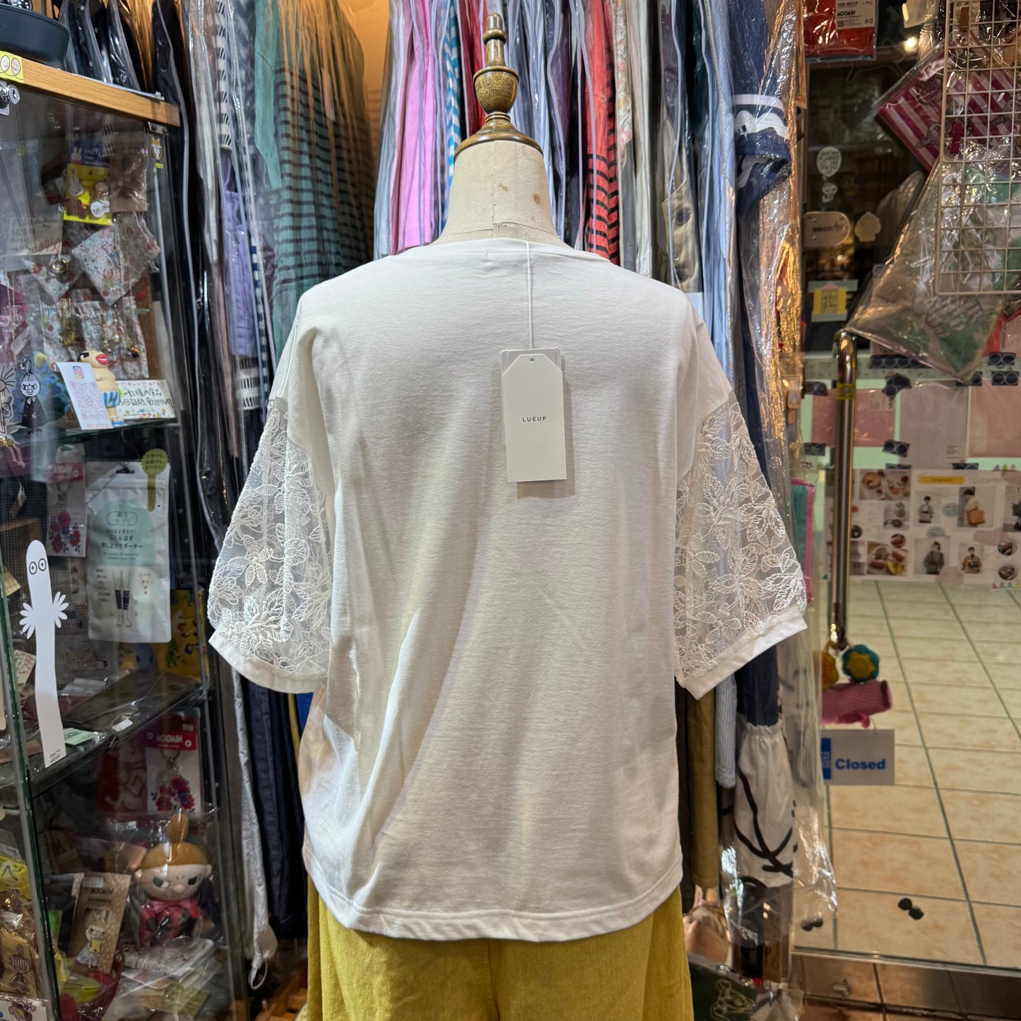 Lueuf Lace Sleeves White Top, made in Japan