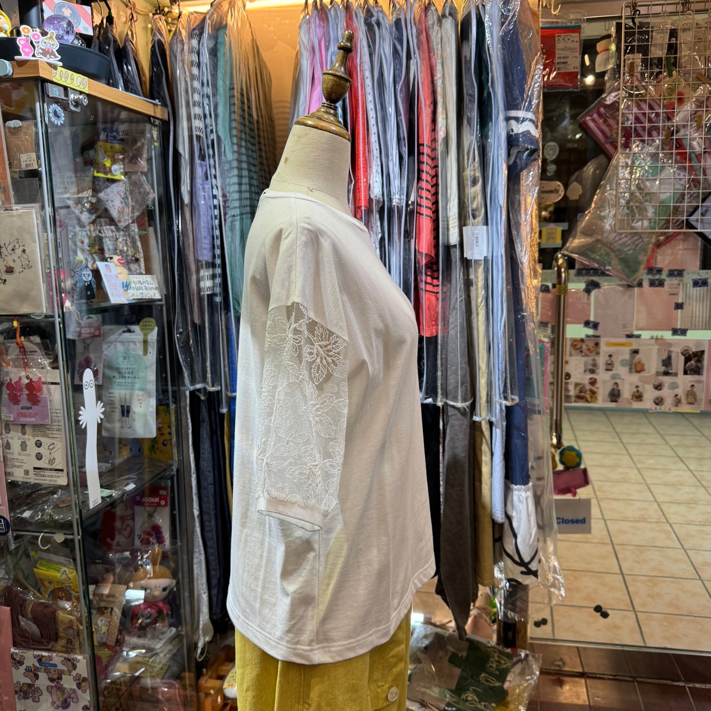 Lueuf Lace Sleeves White Top, made in Japan