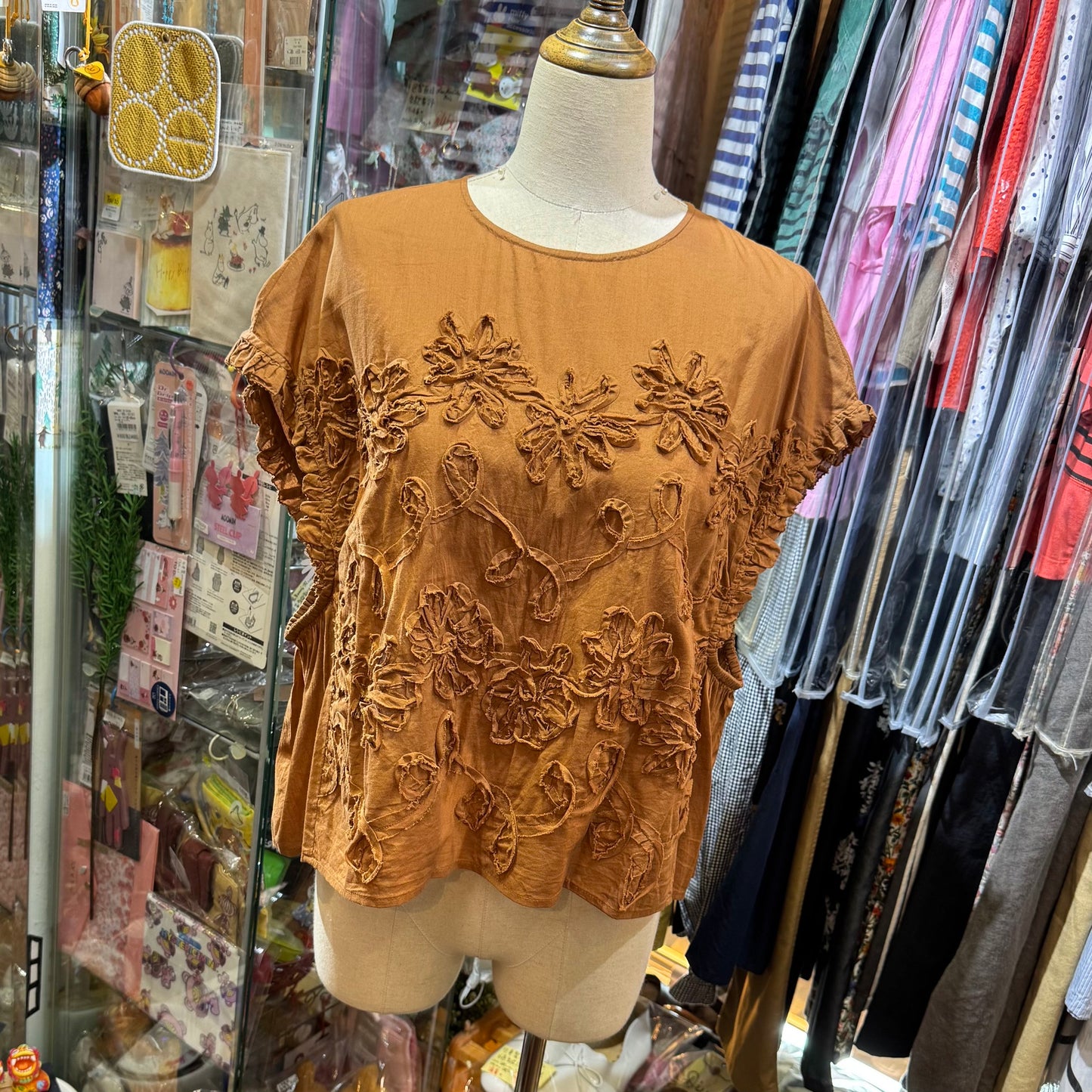 Tumugu Caramel Embroidered Cotton Vest Pullover, made in India