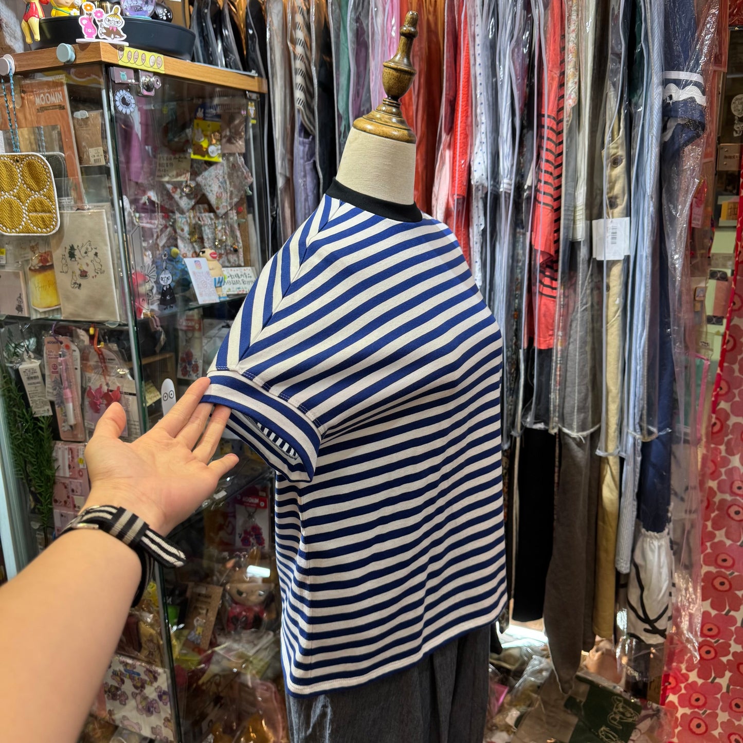 Ynir Blue Striped T-shirt, made in Japan
