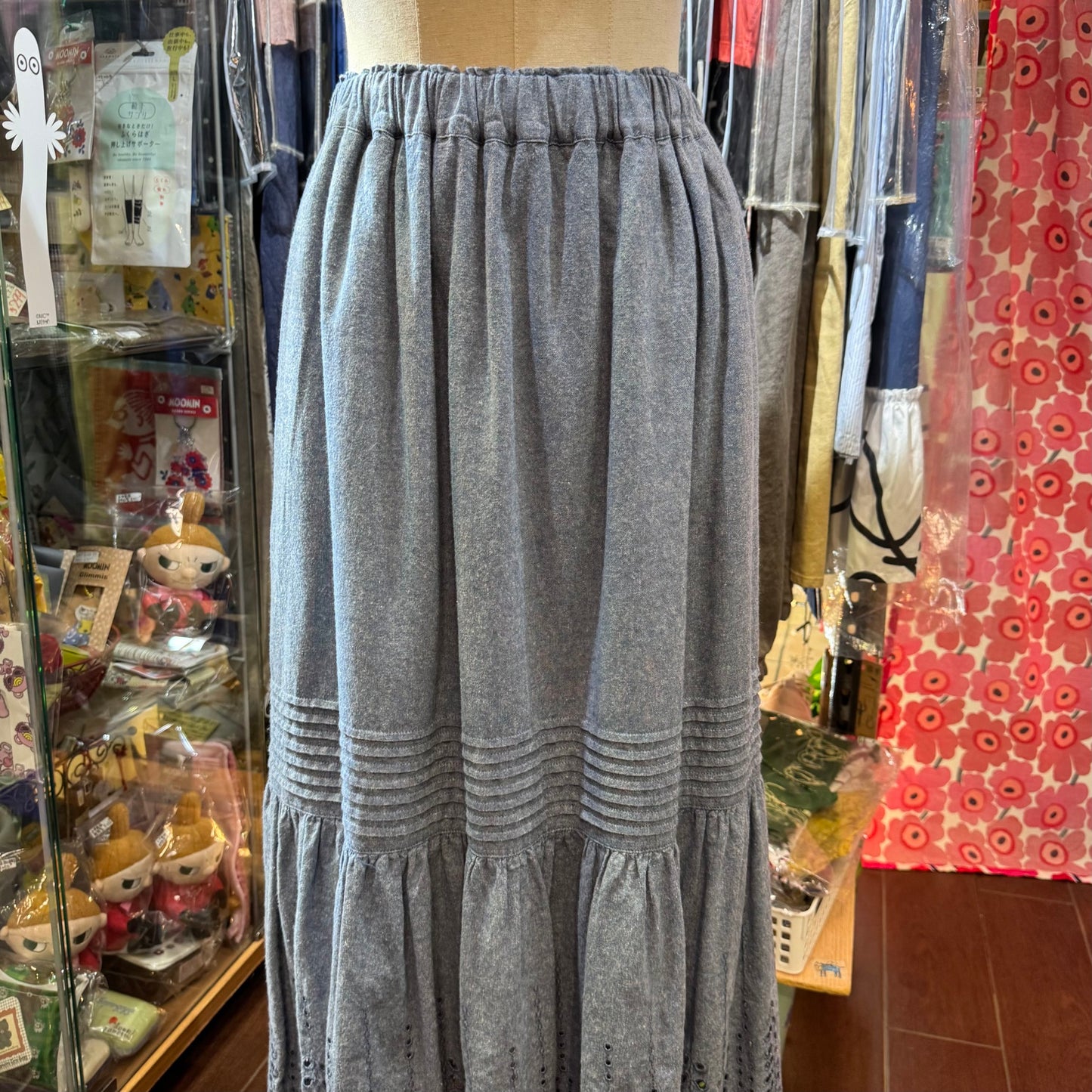 EXTRA20- Ichi Blue Lace Long Skirt