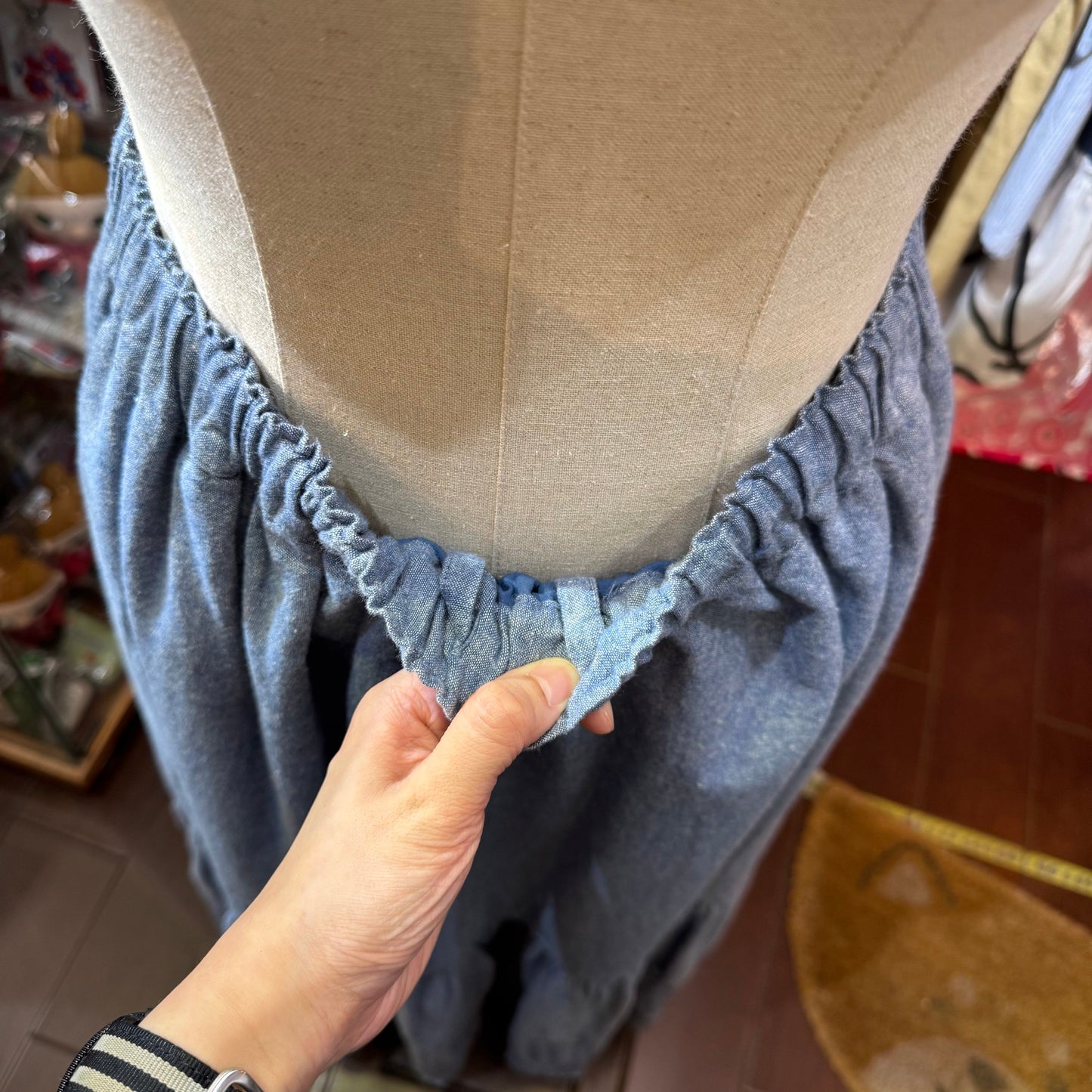 EXTRA20- Ichi Blue Lace Long Skirt