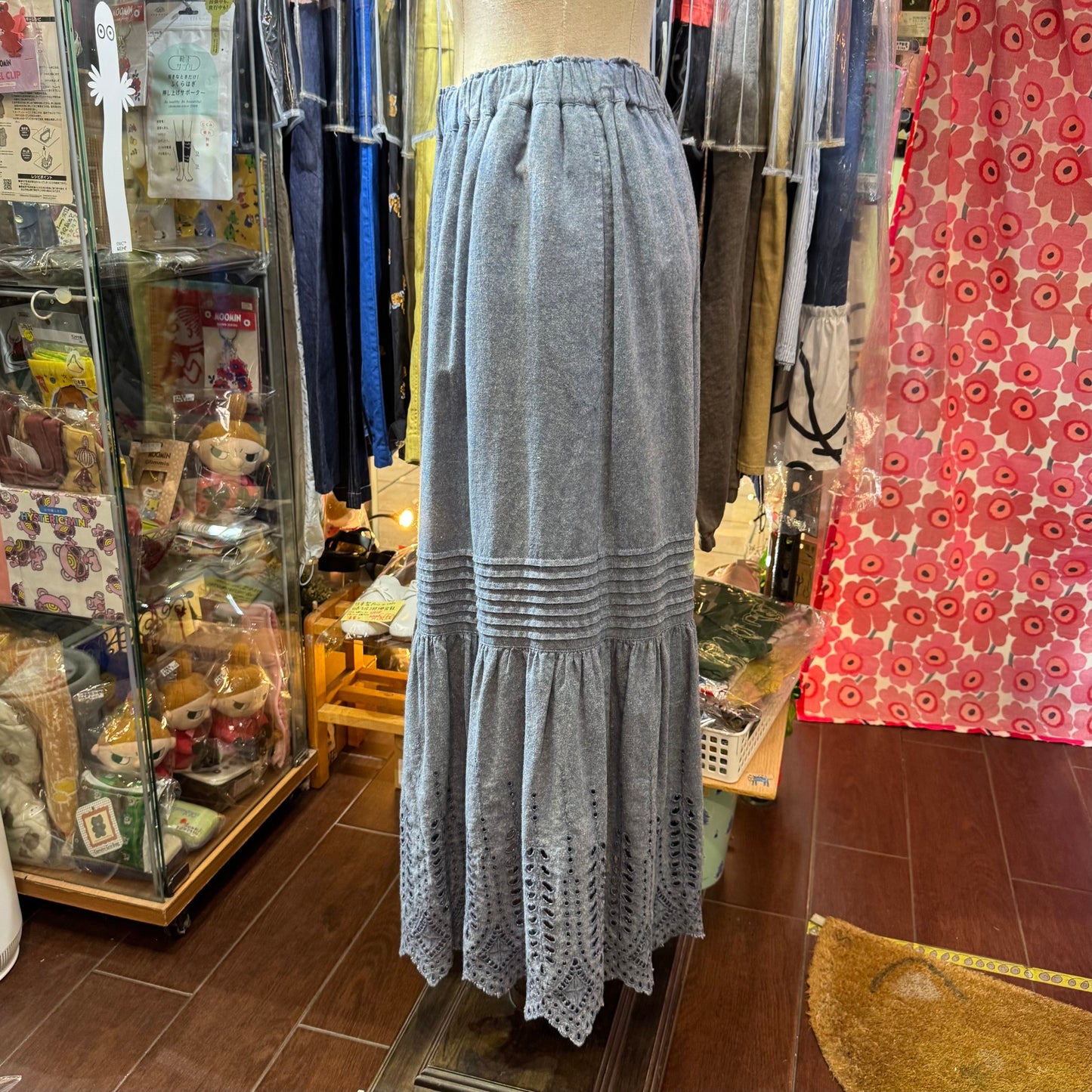 EXTRA20- Ichi Blue Lace Long Skirt