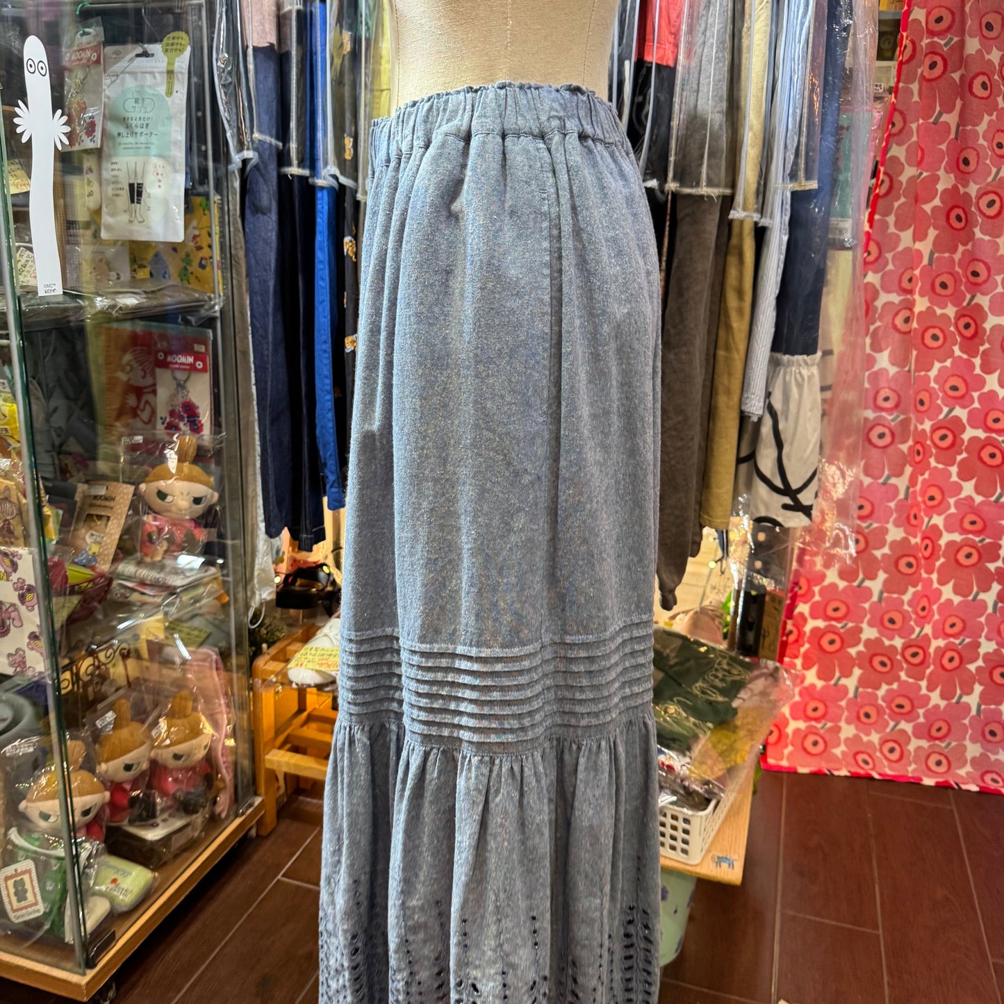 EXTRA20- Ichi Blue Lace Long Skirt