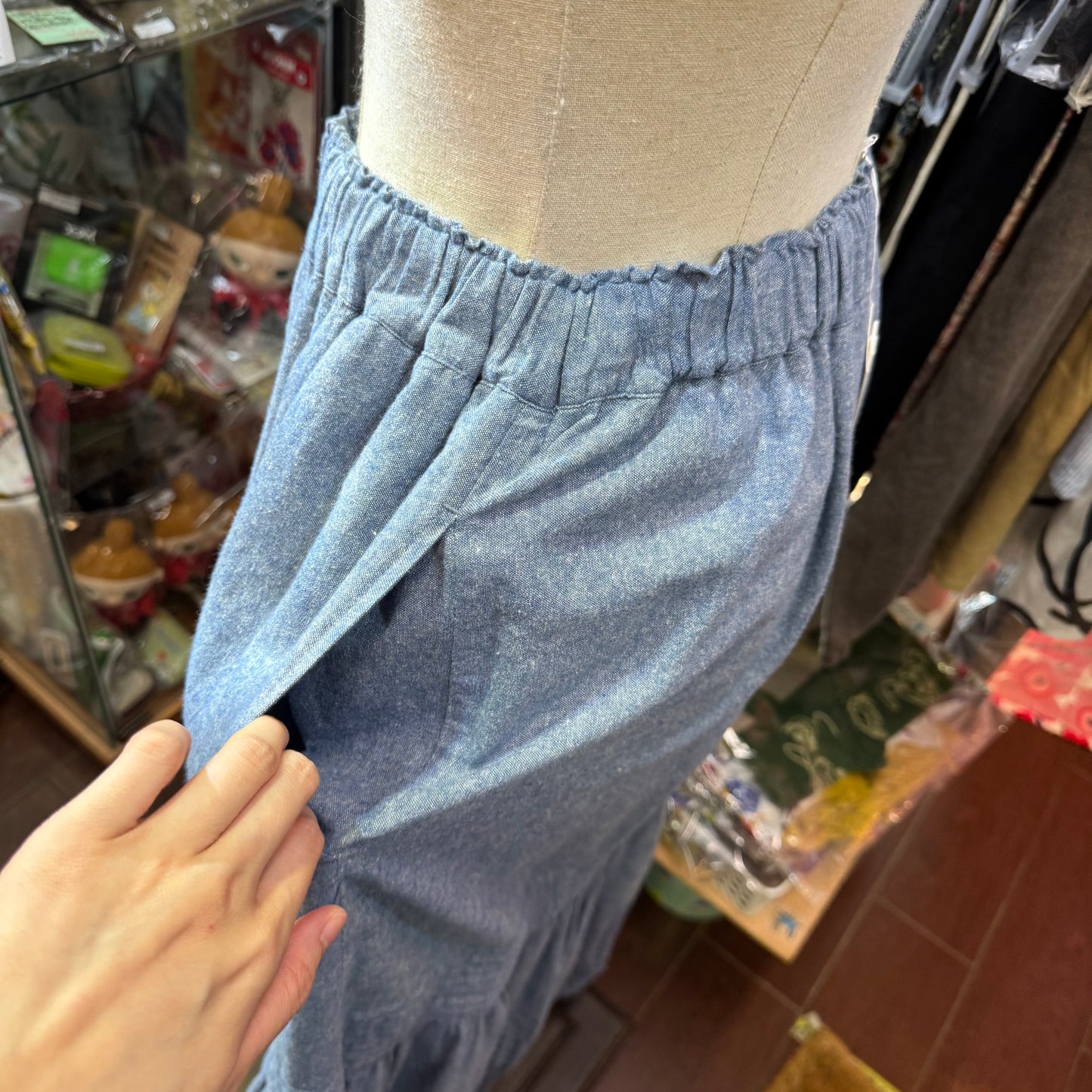 EXTRA20- Ichi Blue Lace Long Skirt