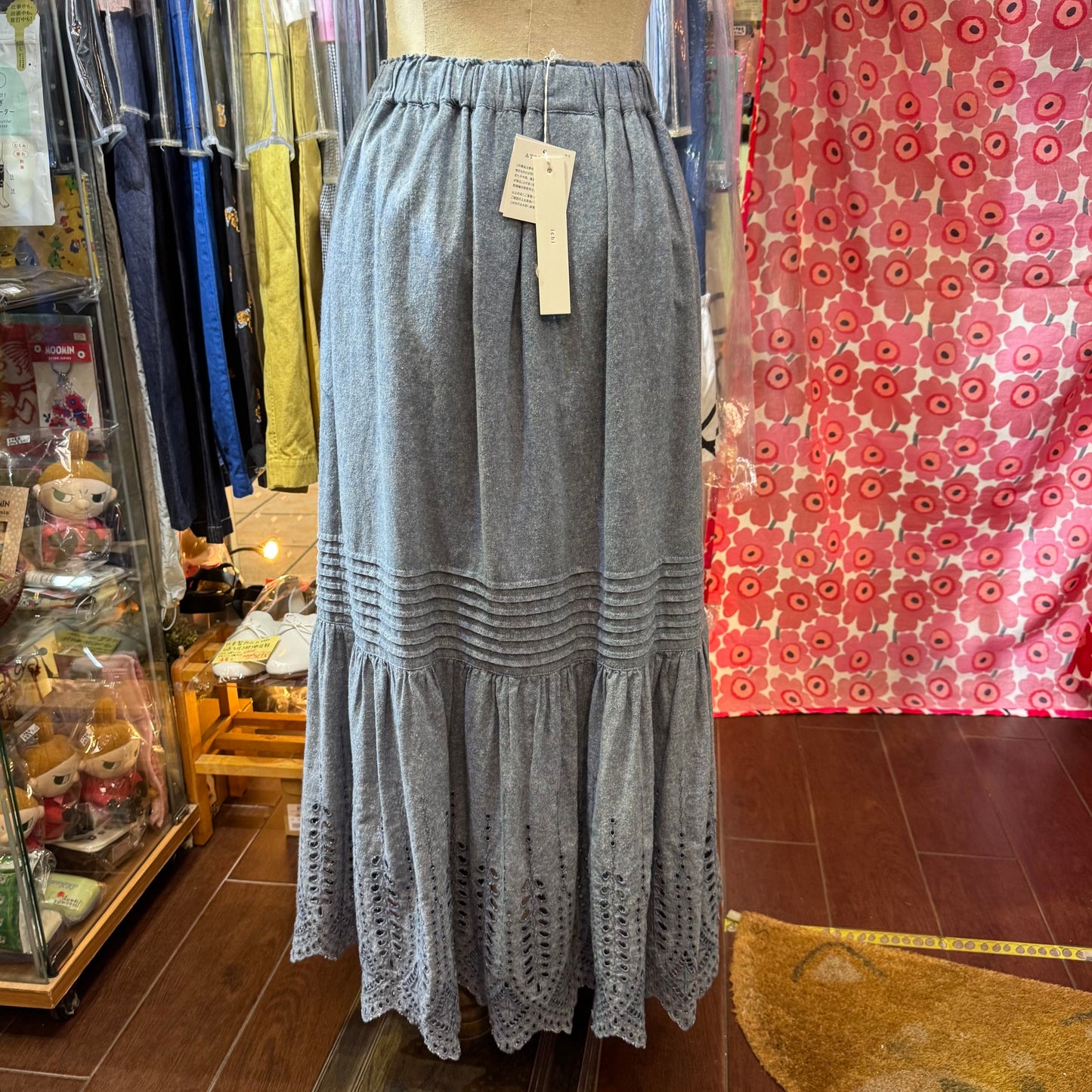 EXTRA20- Ichi Blue Lace Long Skirt