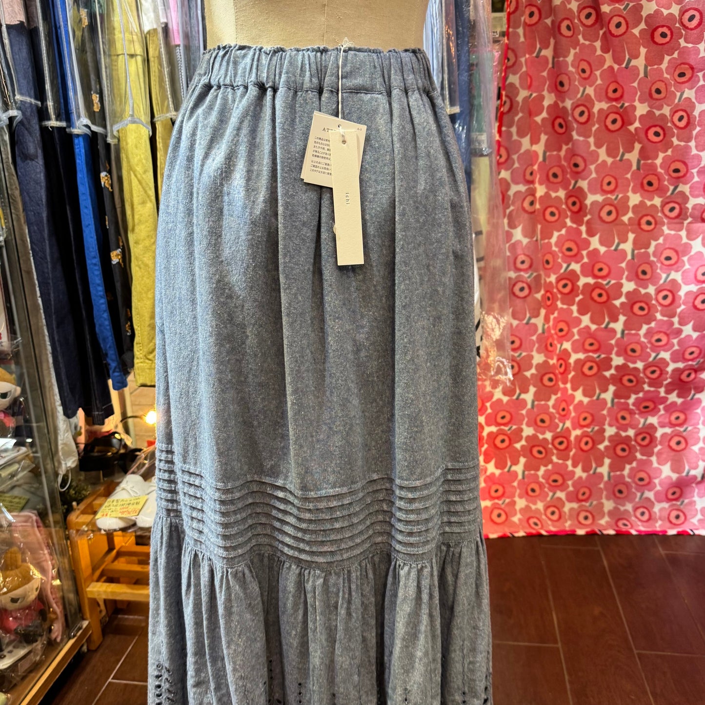 EXTRA20- Ichi Blue Lace Long Skirt