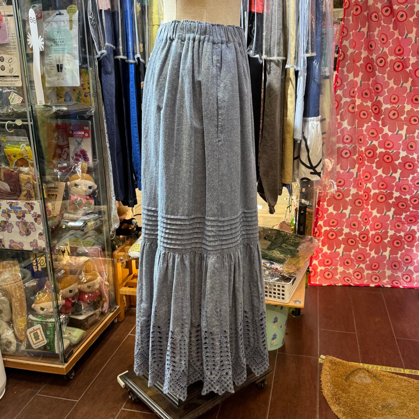 EXTRA20- Ichi Blue Lace Long Skirt