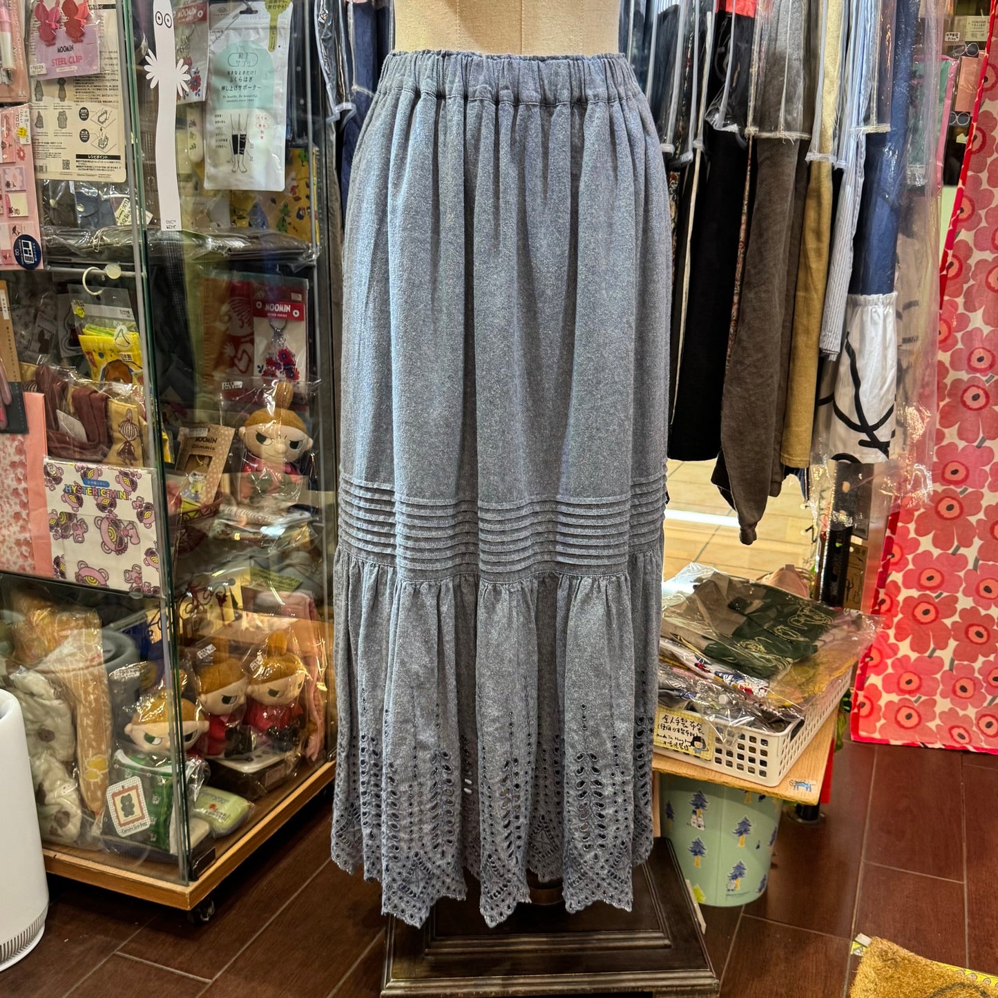 EXTRA20- Ichi Blue Lace Long Skirt