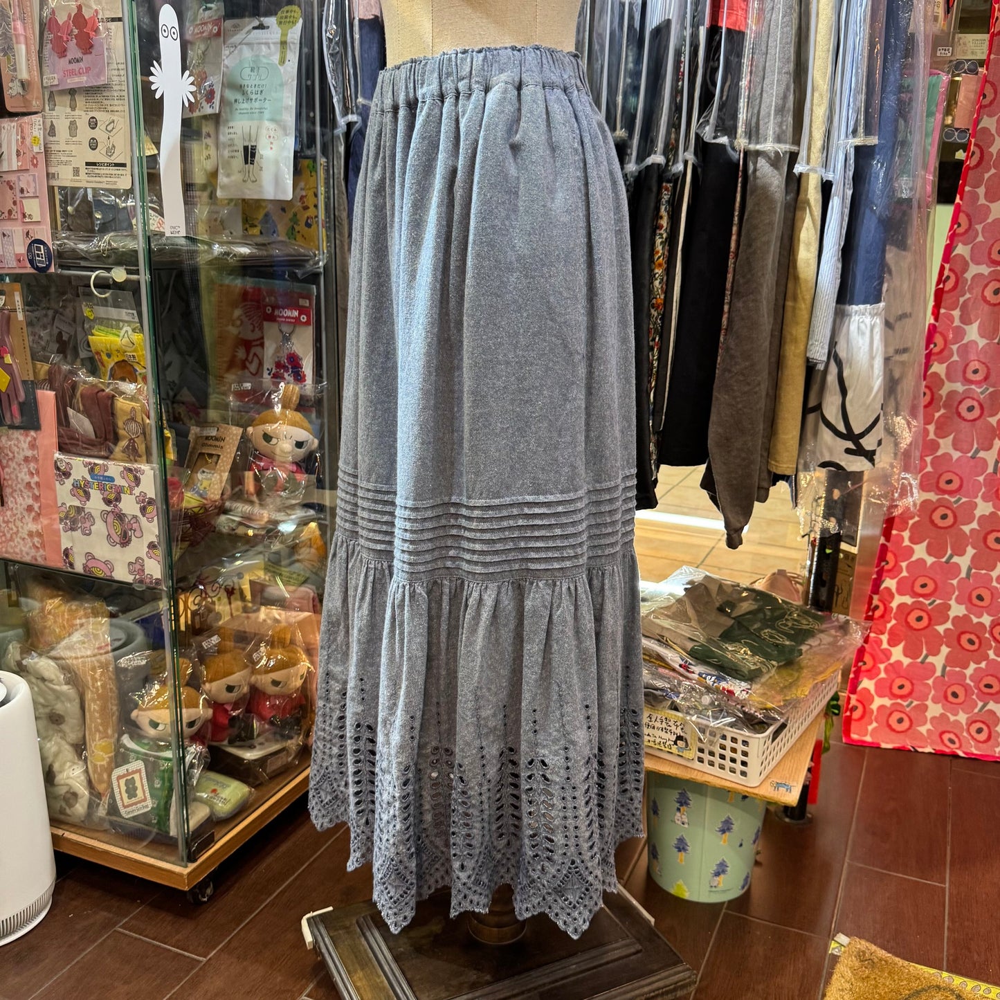 EXTRA20- Ichi Blue Lace Long Skirt