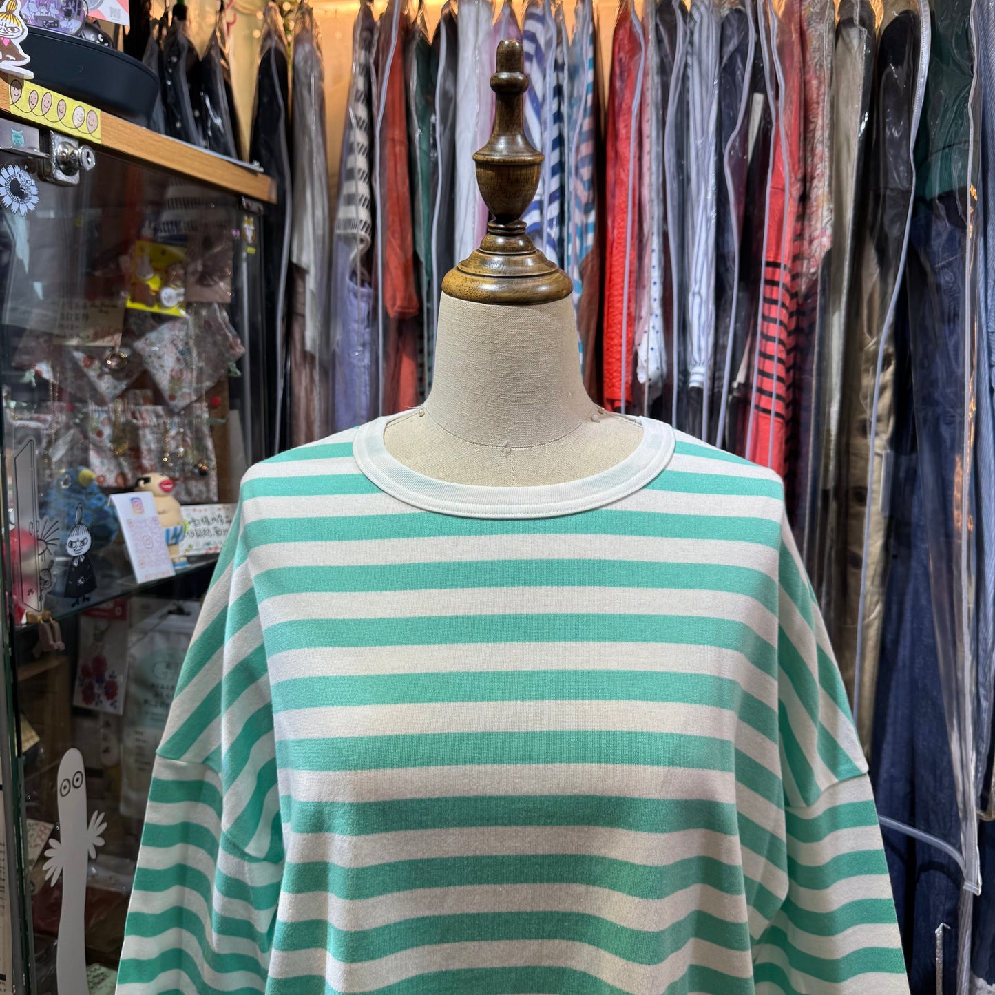 Sale- Diaries Mint Striped T-shirt, made in Japan