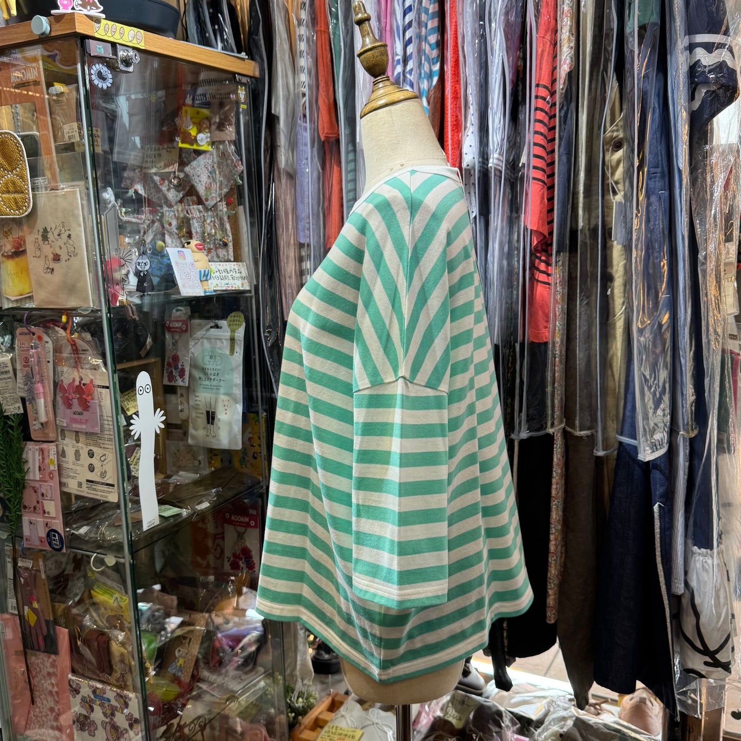 Sale- Diaries Mint Striped T-shirt, made in Japan