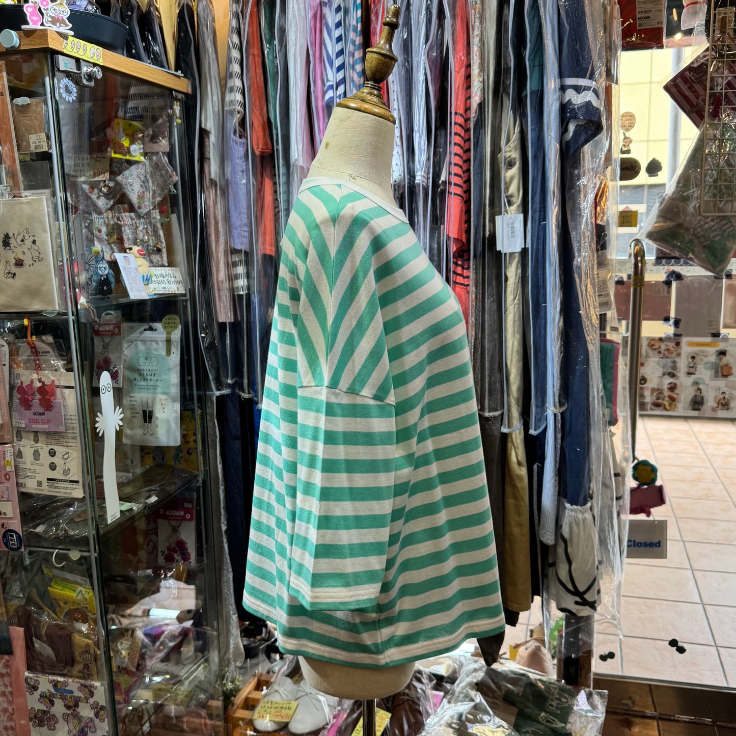 Sale- Diaries Mint Striped T-shirt, made in Japan