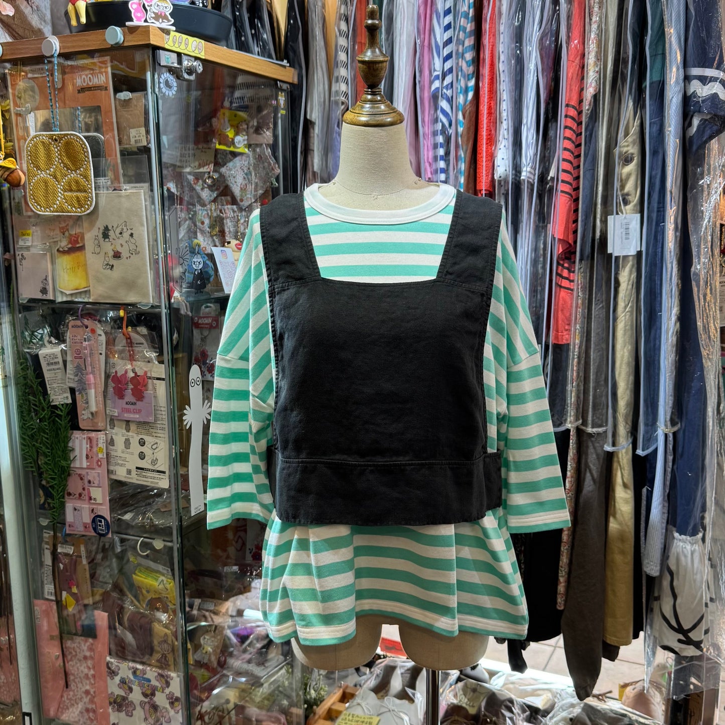 Sale- Diaries Mint Striped T-shirt, made in Japan