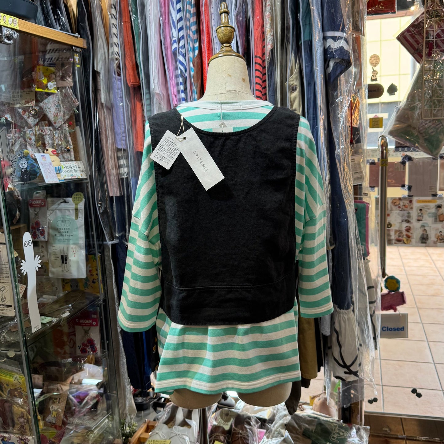 Sale- Diaries Mint Striped T-shirt, made in Japan