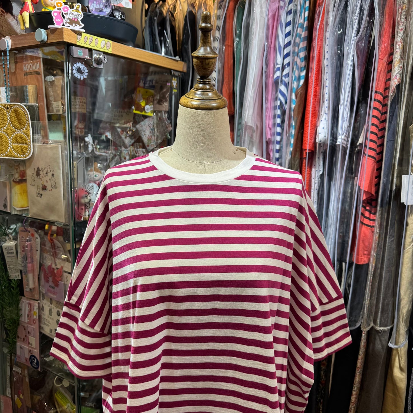 Nouvelles du Paradis Plum Striped Top, made in Japan