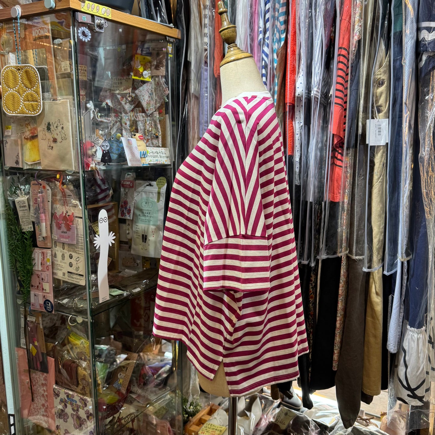 Nouvelles du Paradis Plum Striped Top, made in Japan