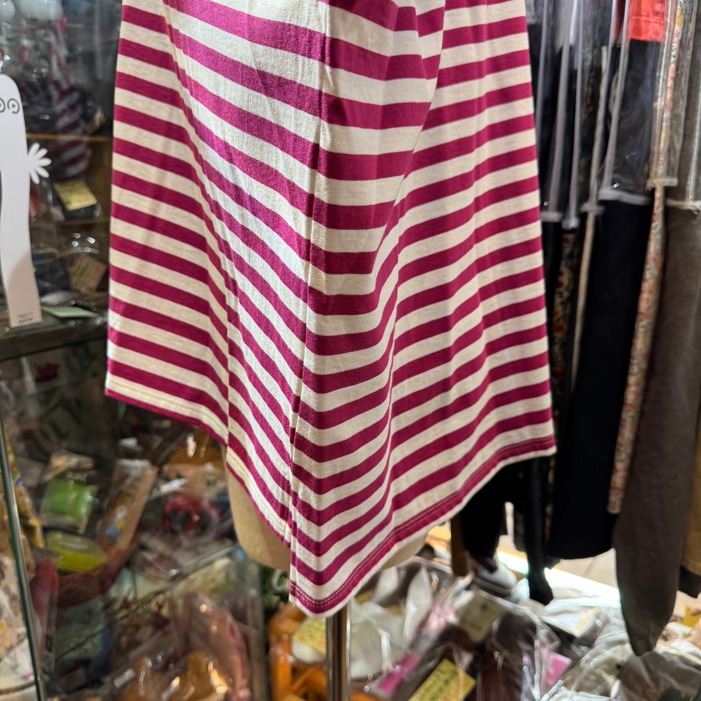 Nouvelles du Paradis Plum Striped Top, made in Japan