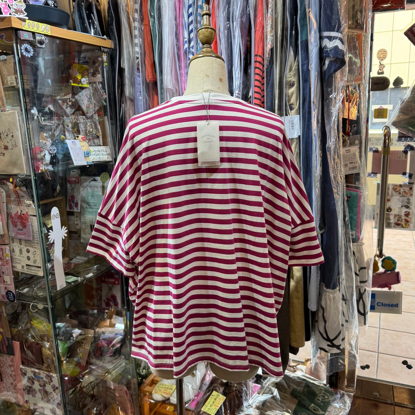 Nouvelles du Paradis Plum Striped Top, made in Japan
