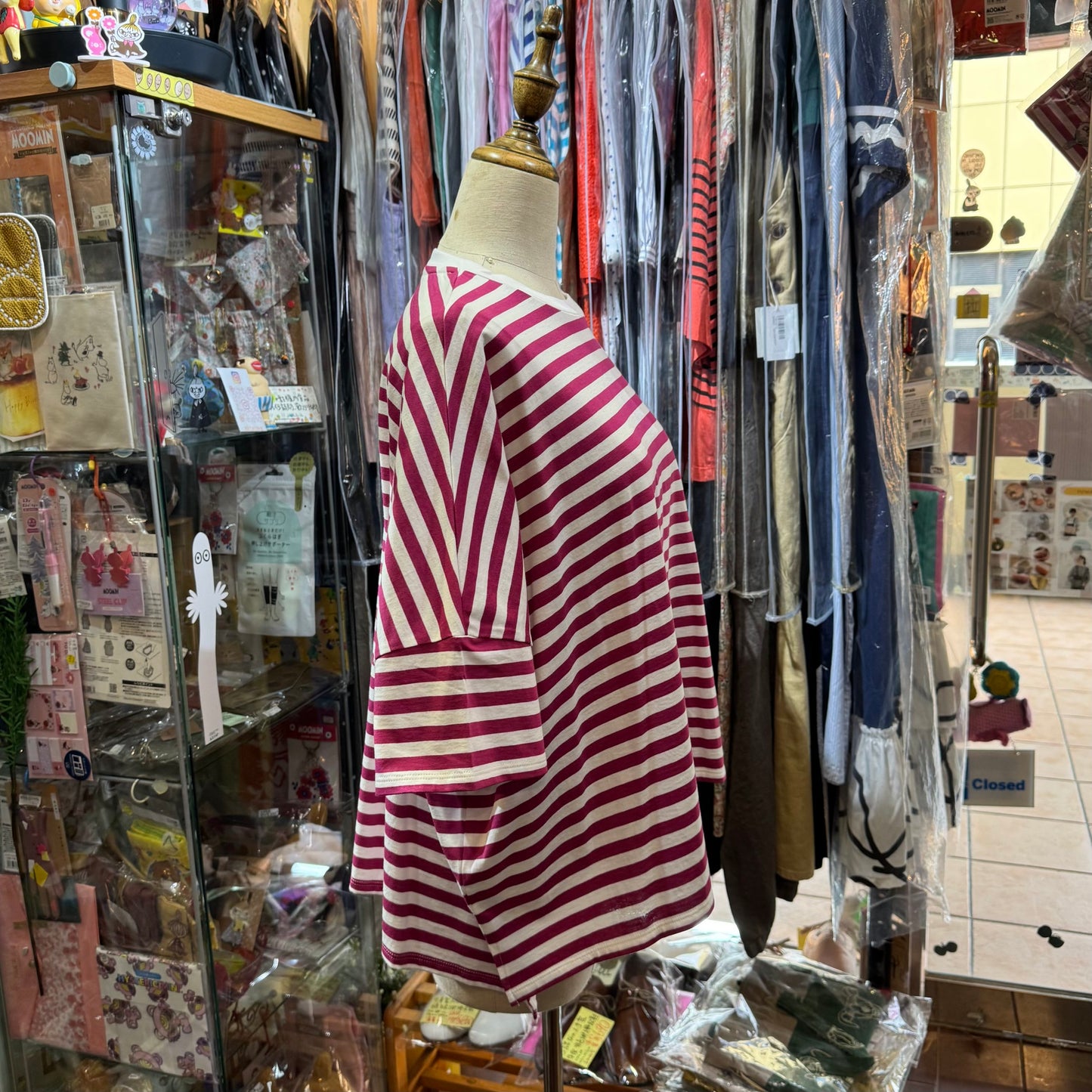 Nouvelles du Paradis Plum Striped Top, made in Japan