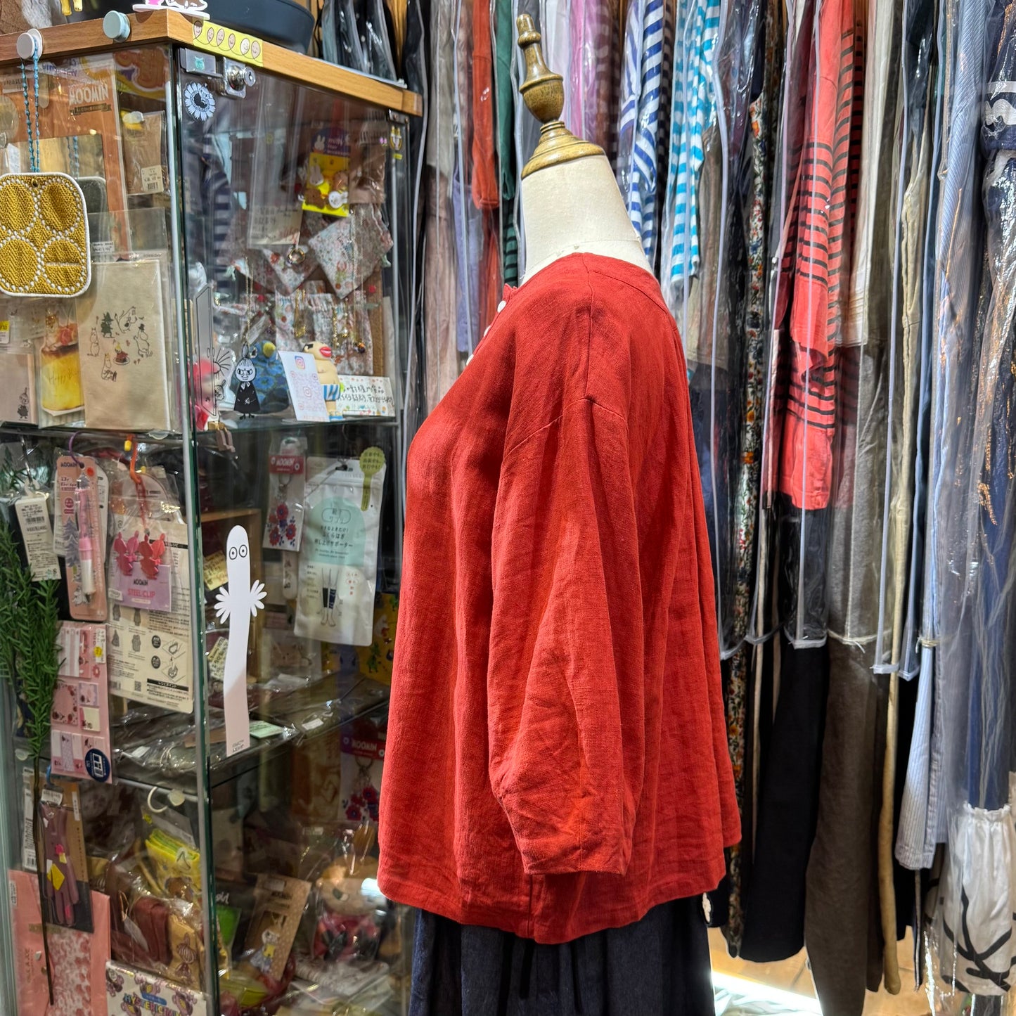 Ina Red Linen 2Way Top, made in Japan