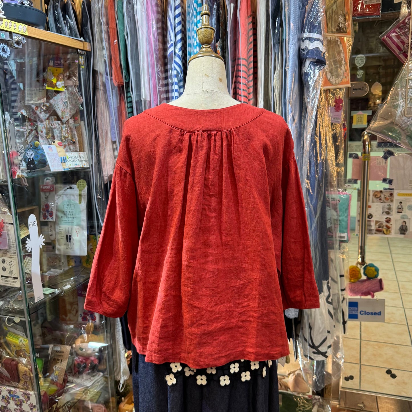 Ina Red Linen 2Way Top, made in Japan