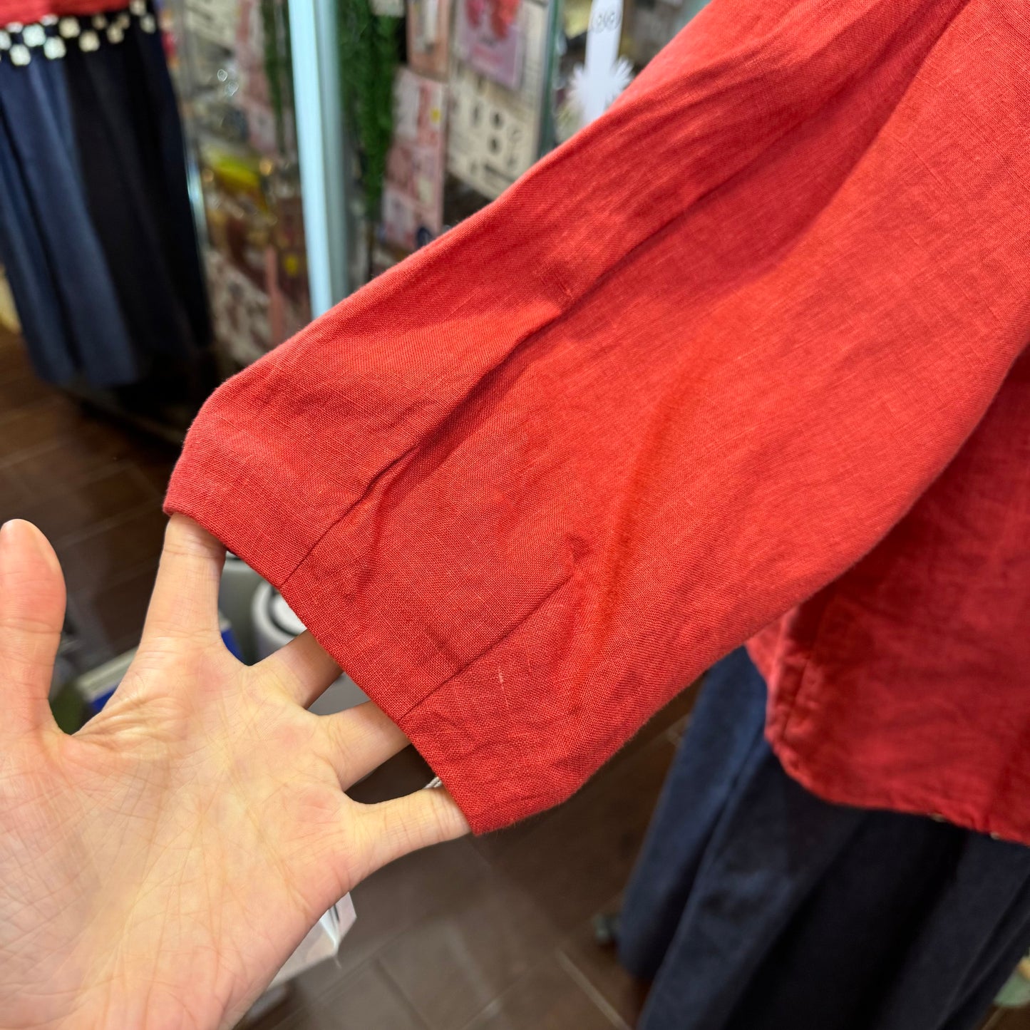Ina Red Linen 2Way Top, made in Japan