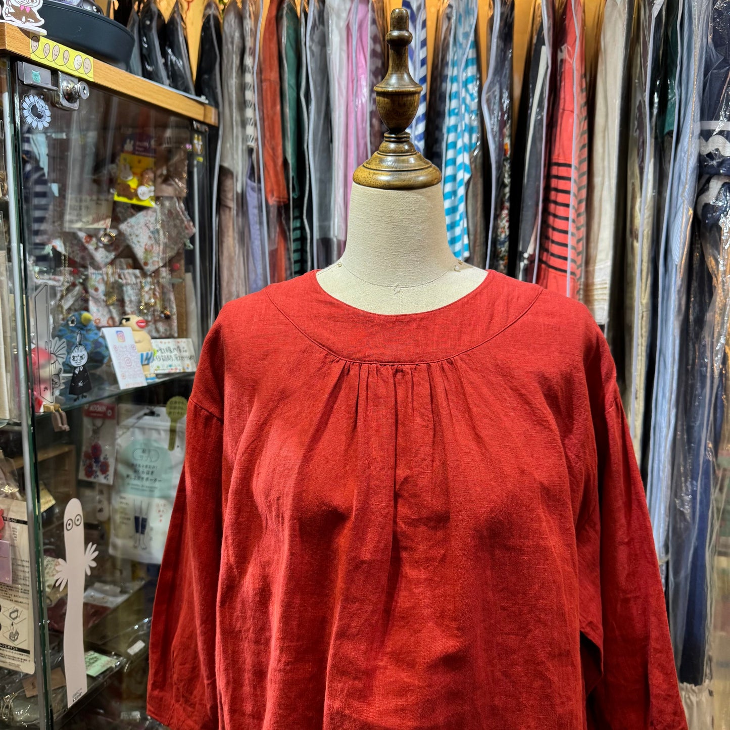 Ina Red Linen 2Way Top, made in Japan
